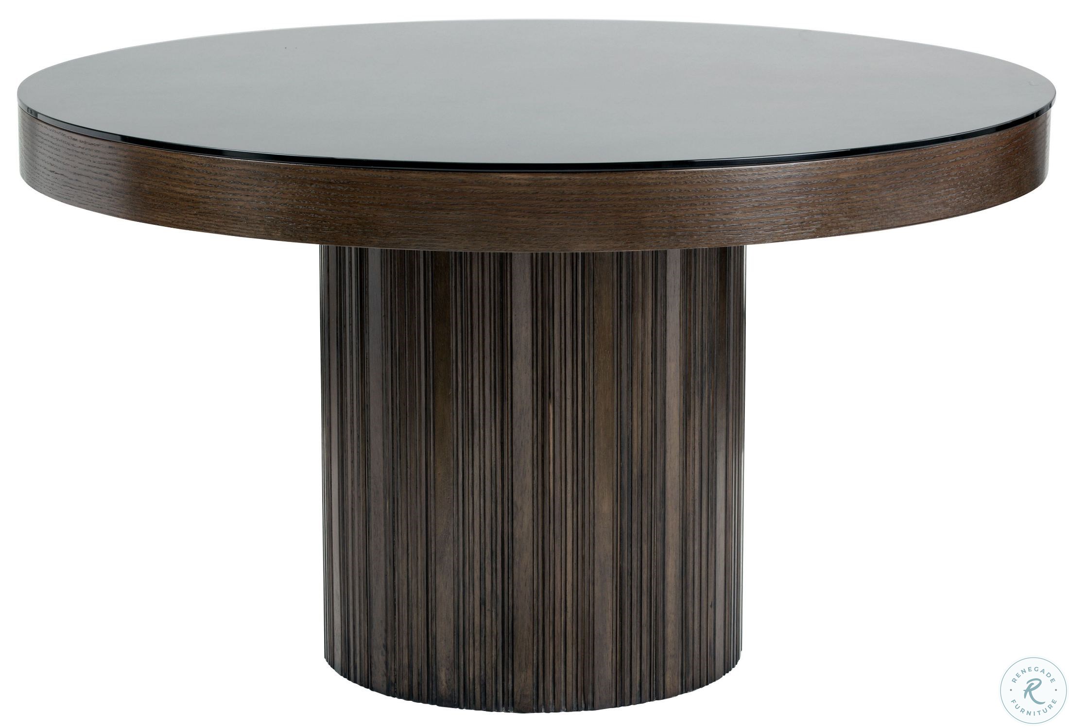 Jakarta Round Black Glass Top Dining Table | HomeGalleryStores.com | 101073