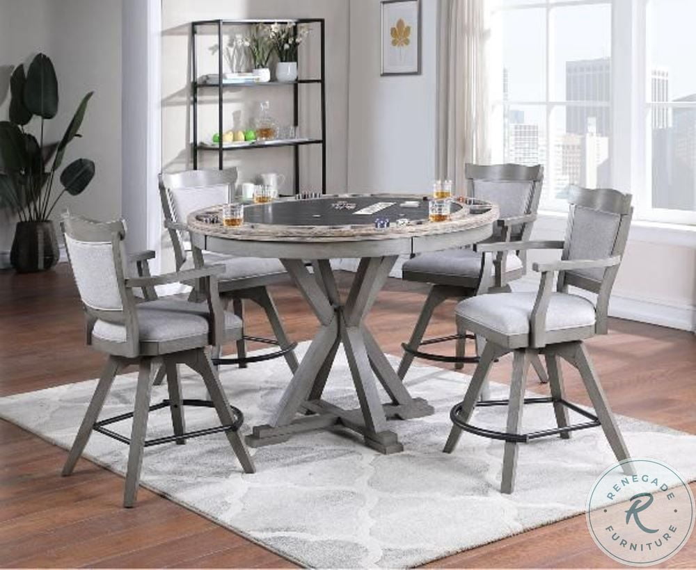 PineCrest Distressed Pine And Burnished Gray Counter Height Game Table