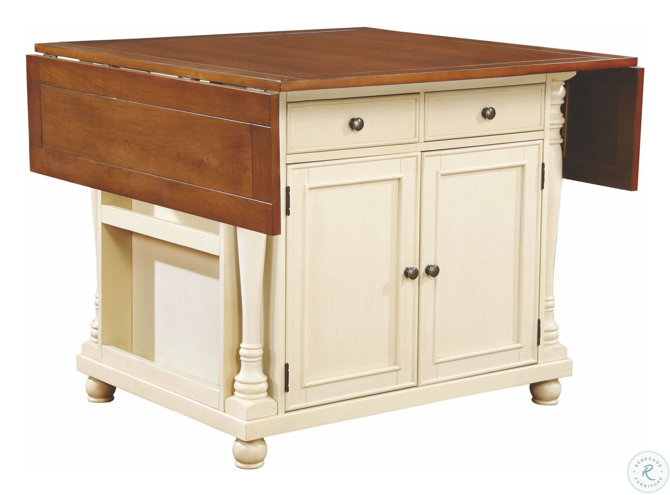 Slater Brown and Buttermilk Extendable Kitchen Island