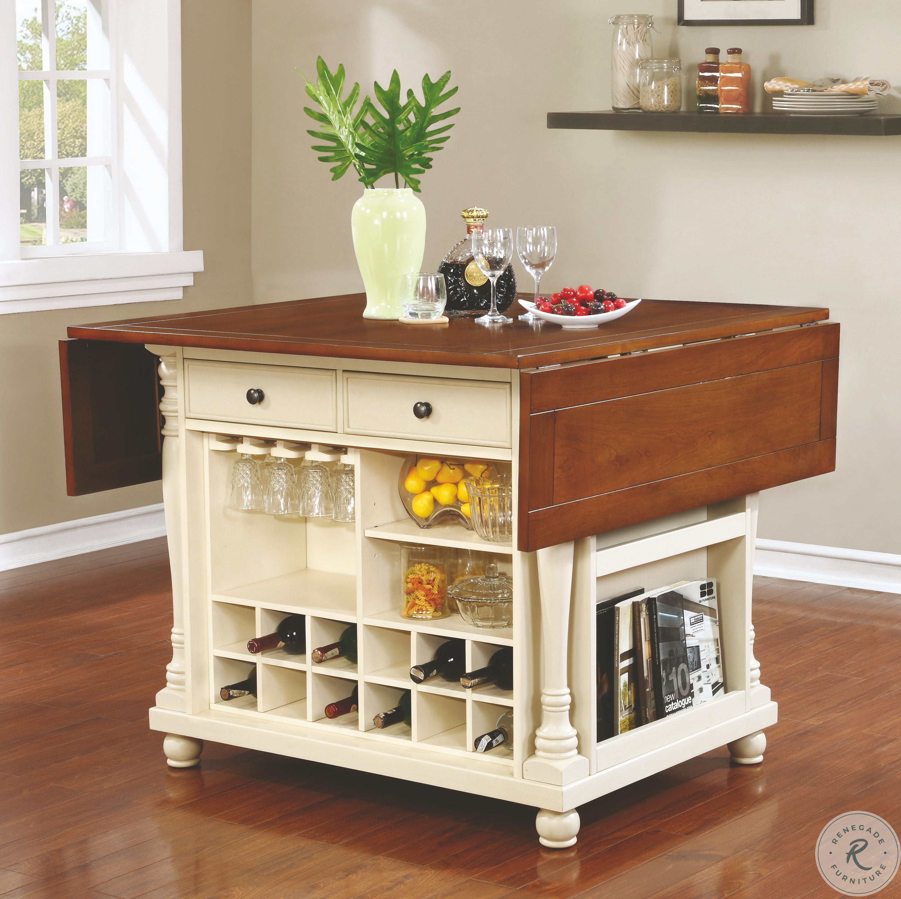 Slater Brown and Buttermilk Extendable Kitchen Island