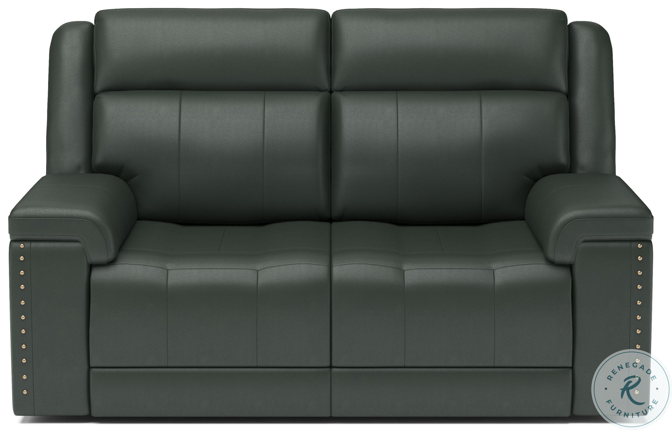 Yuma Shadow Black Leather Power Reclining Loveseat with Power Headrest