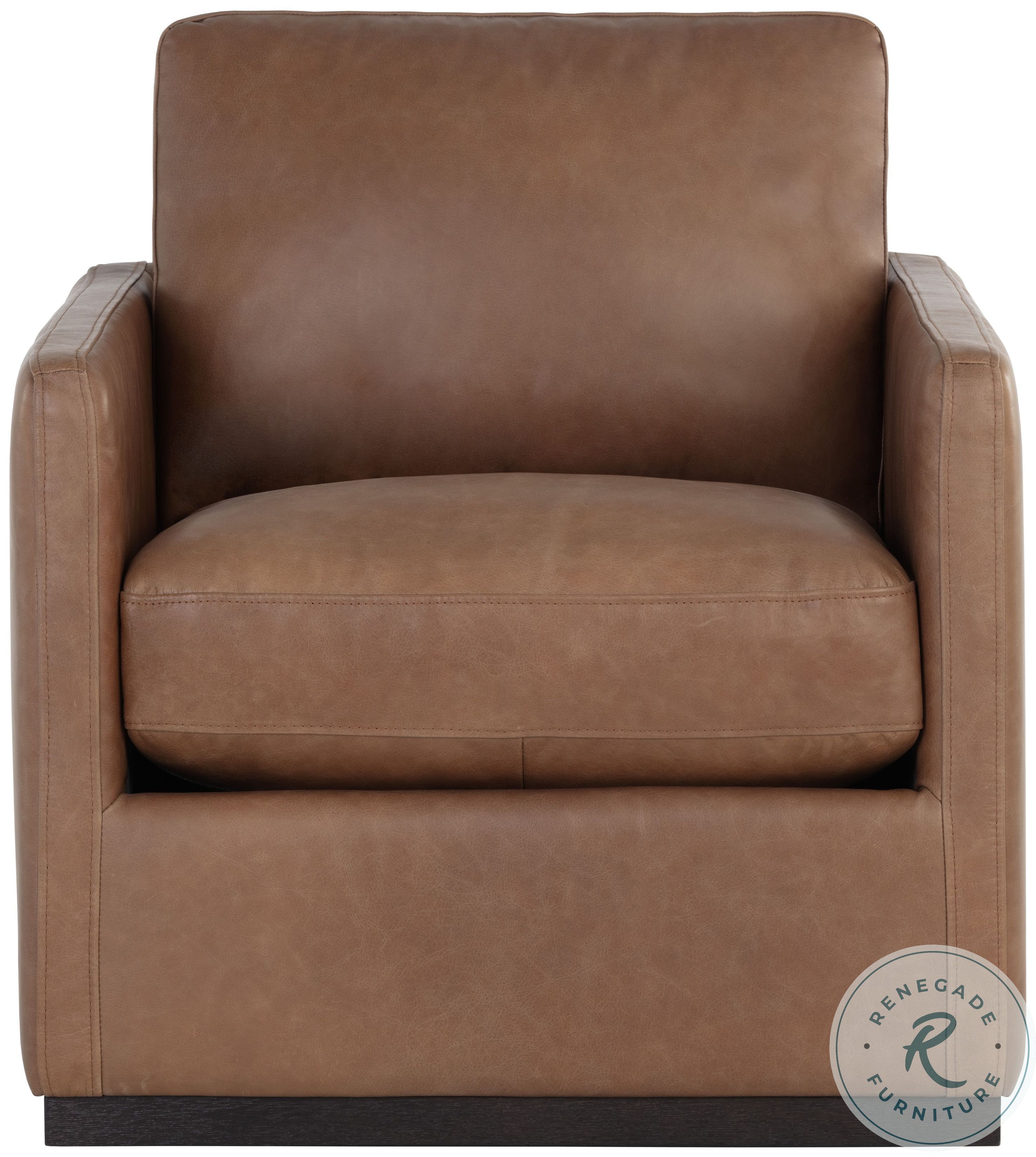 5West Marseille Camel Leather Portman Swivel Lounge Chair