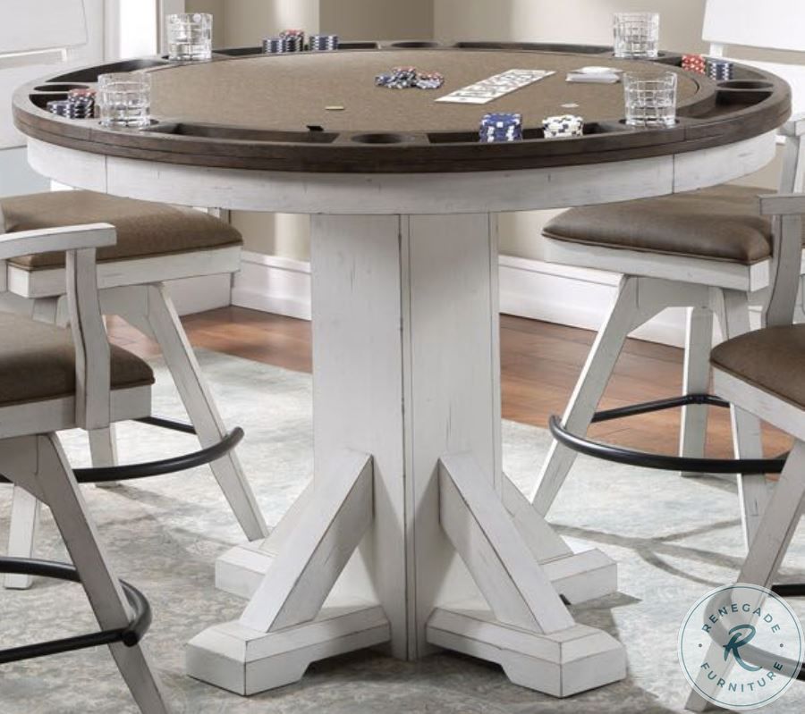 La Sierra Grey And White Round Counter Height Game Table