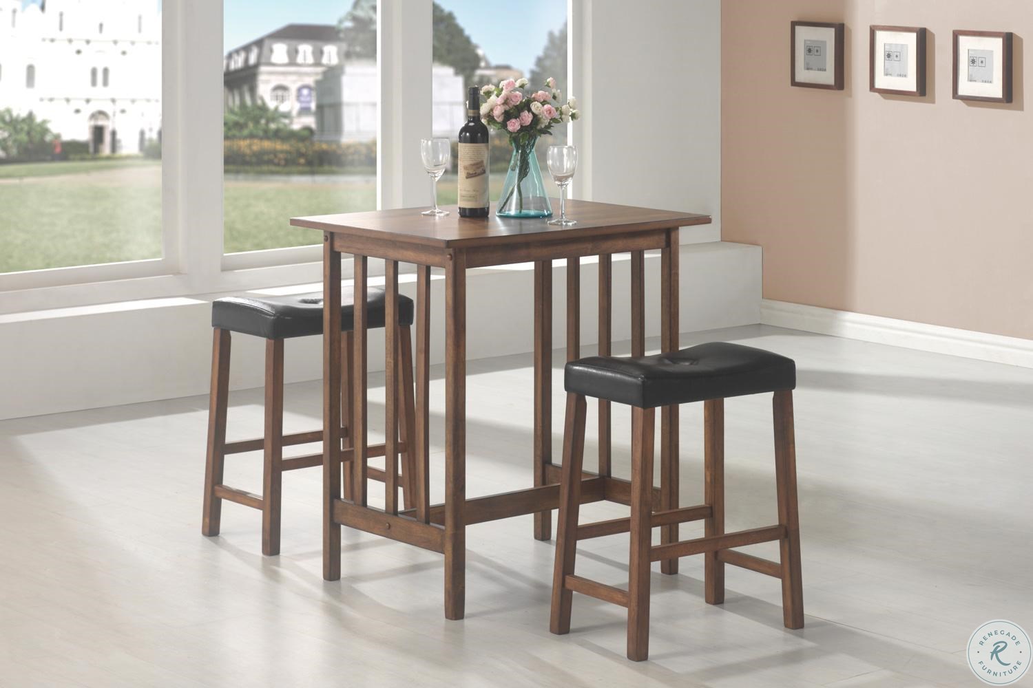 130004 Nut Brown 3 Piece Counter Height Dining Set