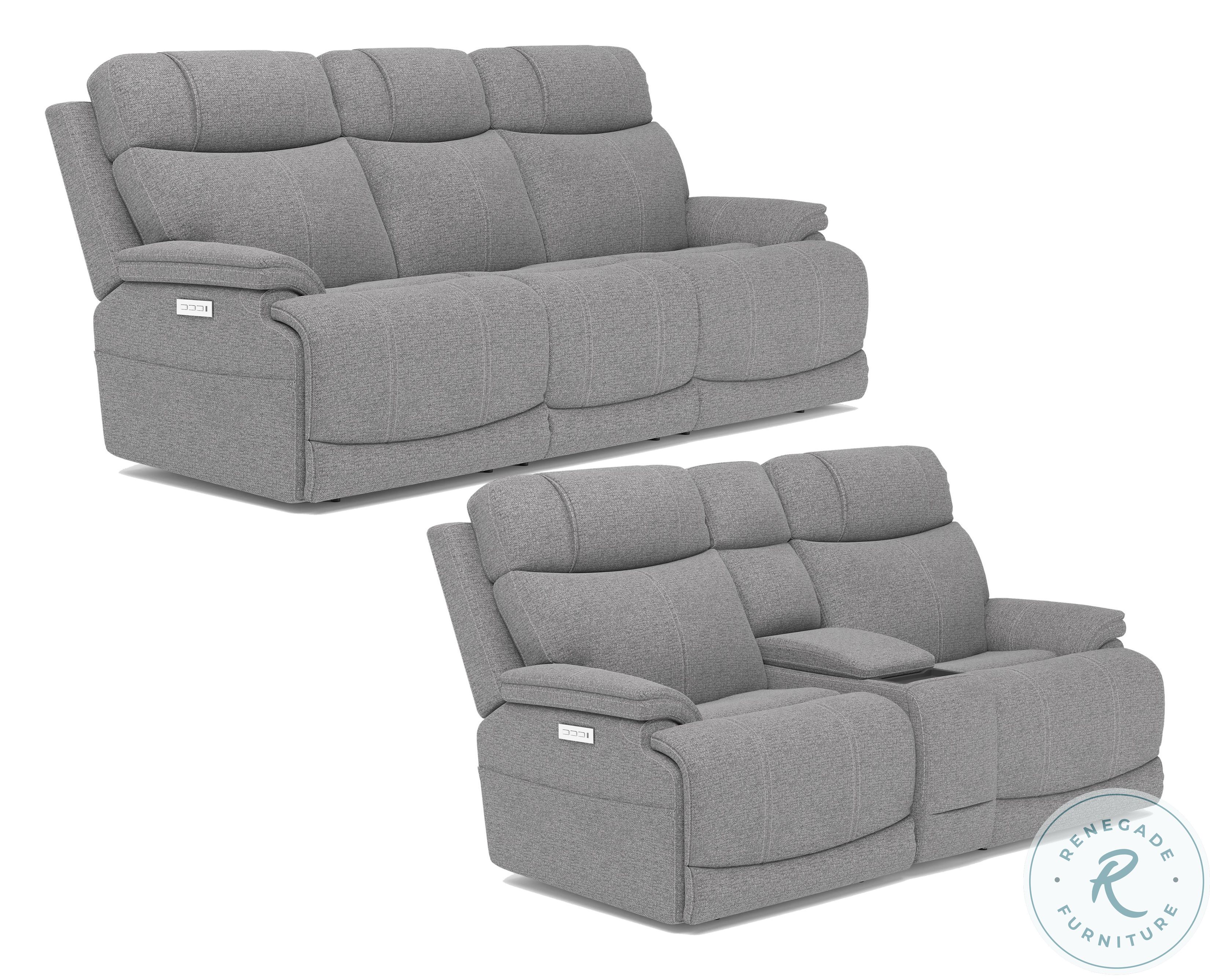 Logan Gray Power Recliner with Power Headrest and Lumbar From FlexSteel