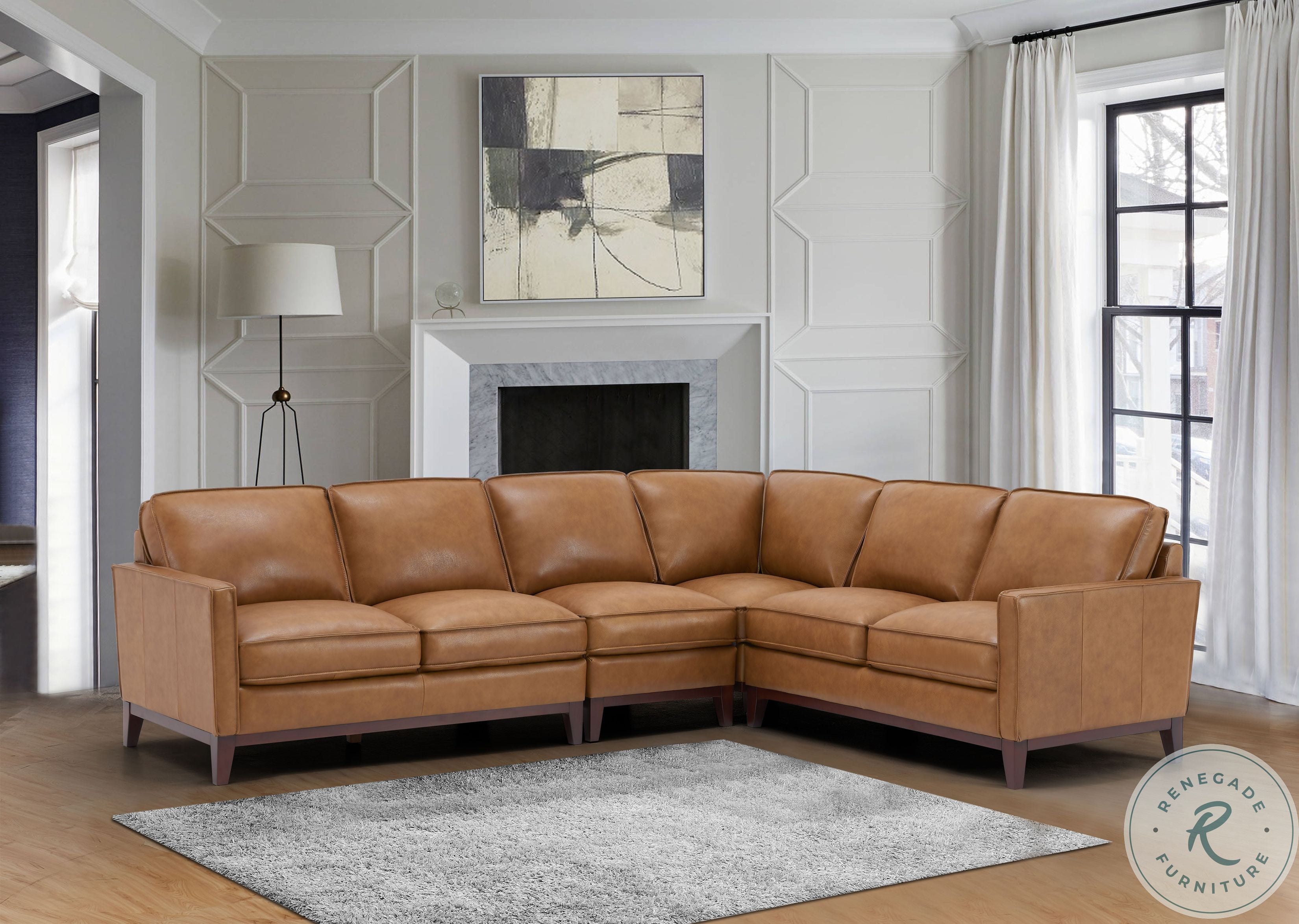 Camel Newport 120" Leather Sectional HomeGalleryStores