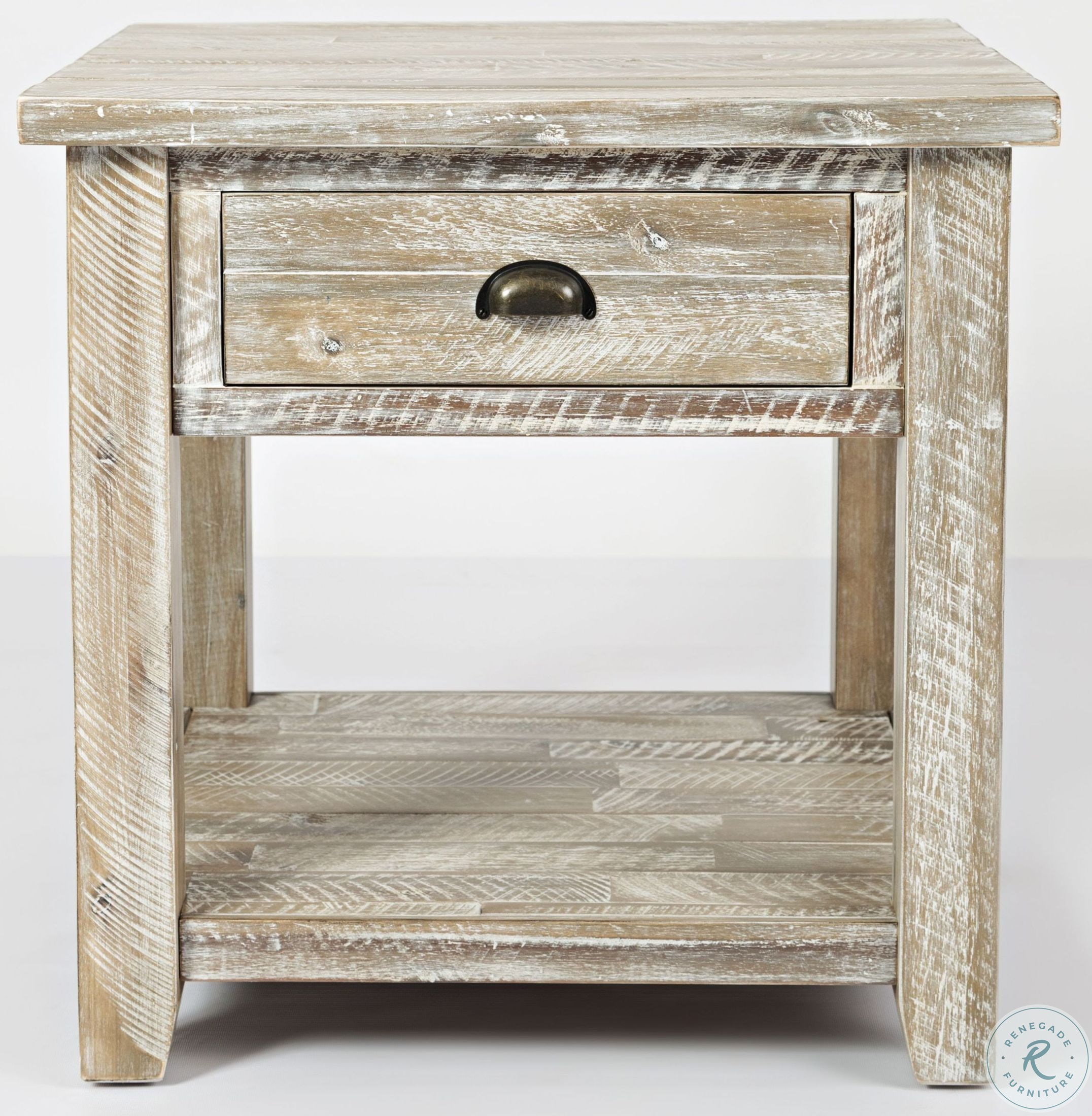 Artisans Craft Washed Grey End Table 17433