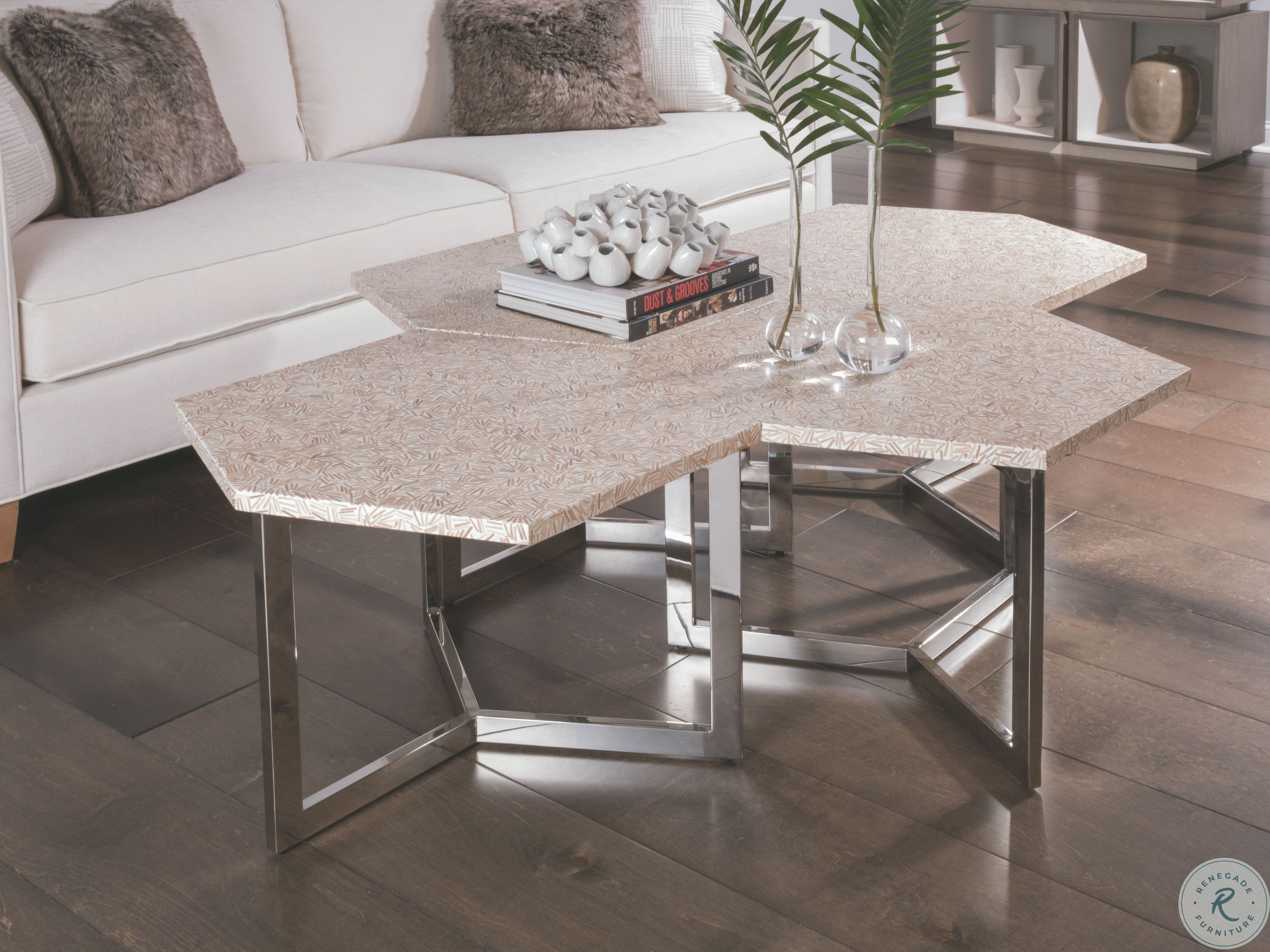 Signature Designs Grey And Brown Inamorata Hexagonal Cluster Bunching Table