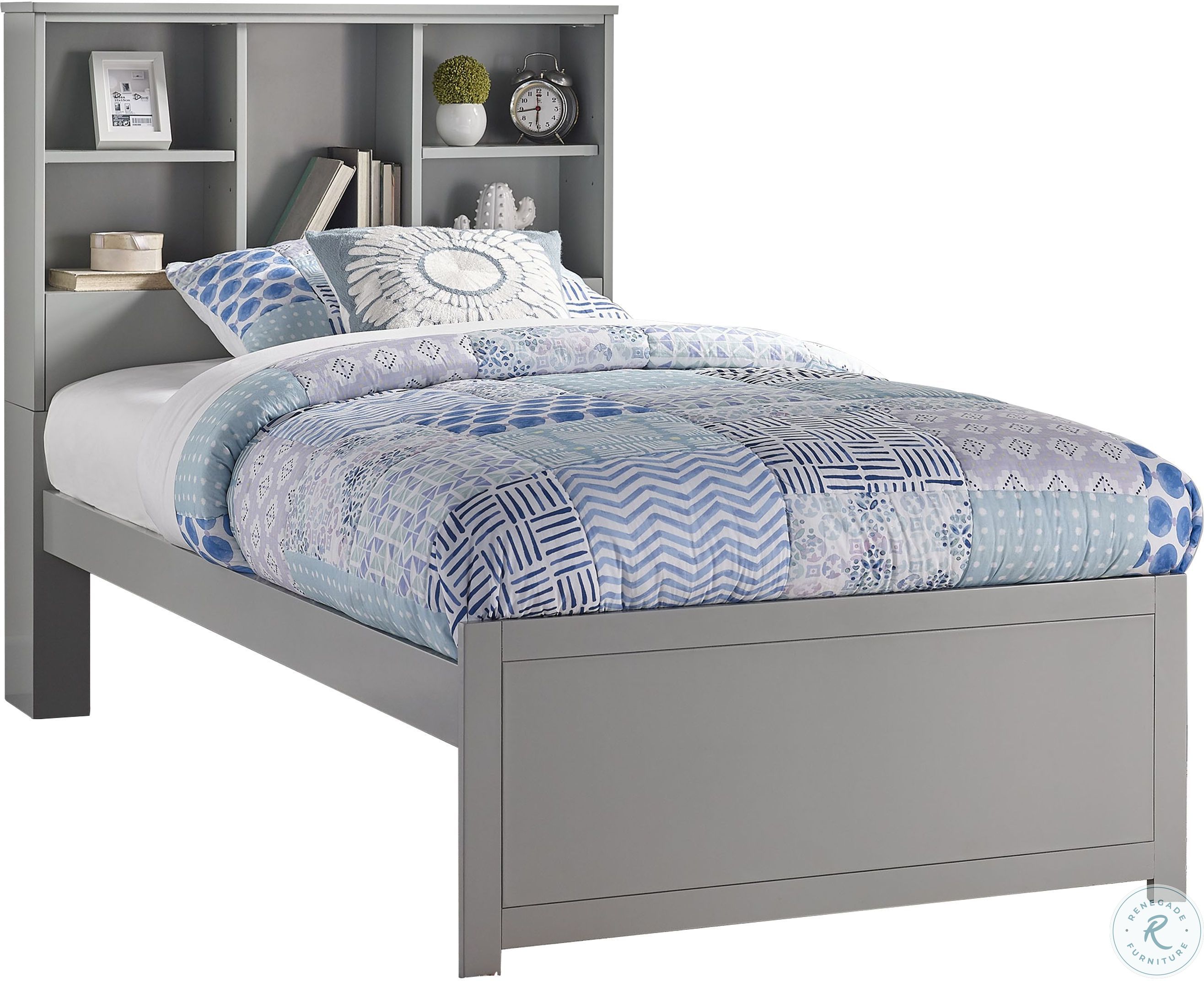 Caspian Gray Twin Bookcase Bed 2177330