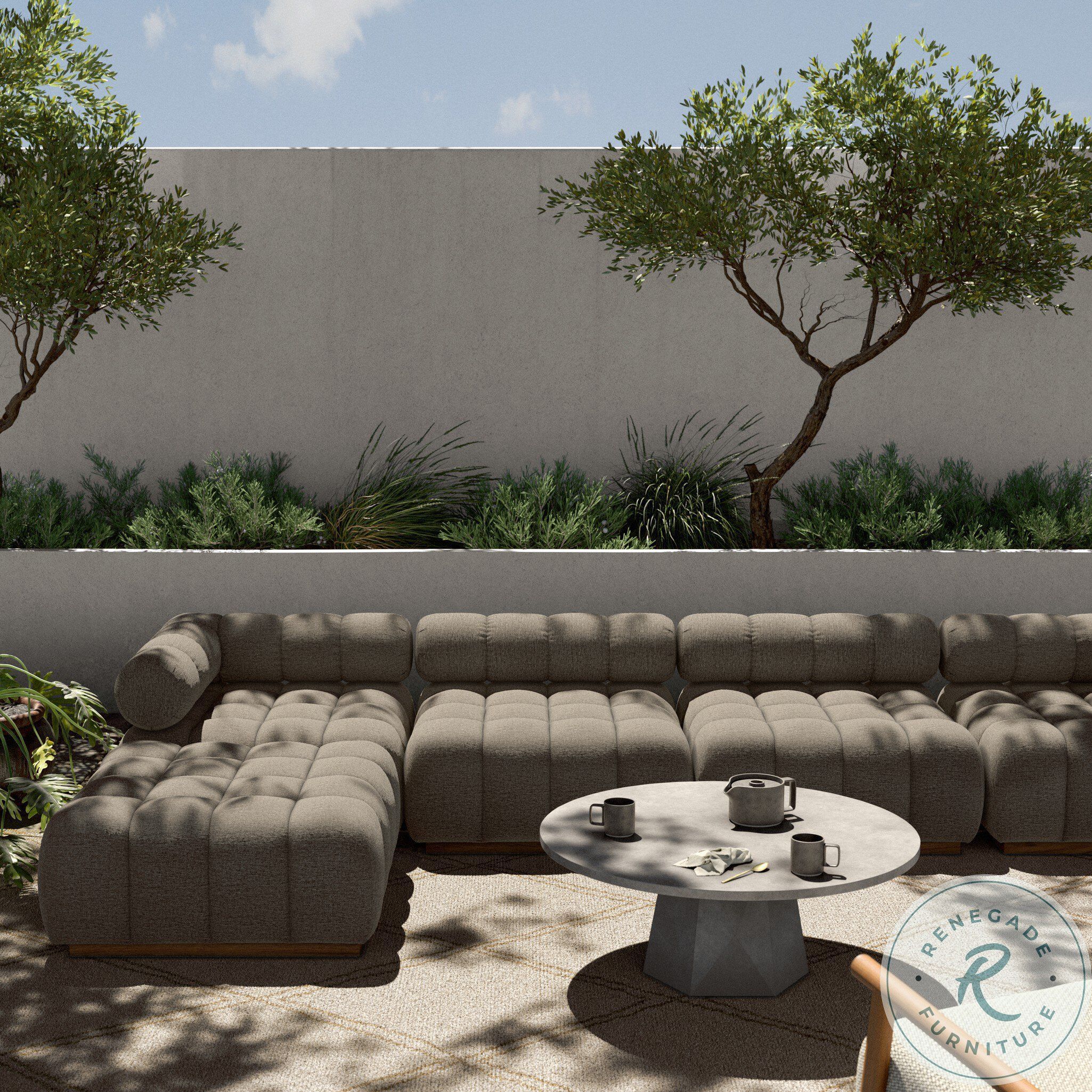 Roma Alessi Fawn Outdoor 4 Piece Sectional with Ottoman From Four Hands ...