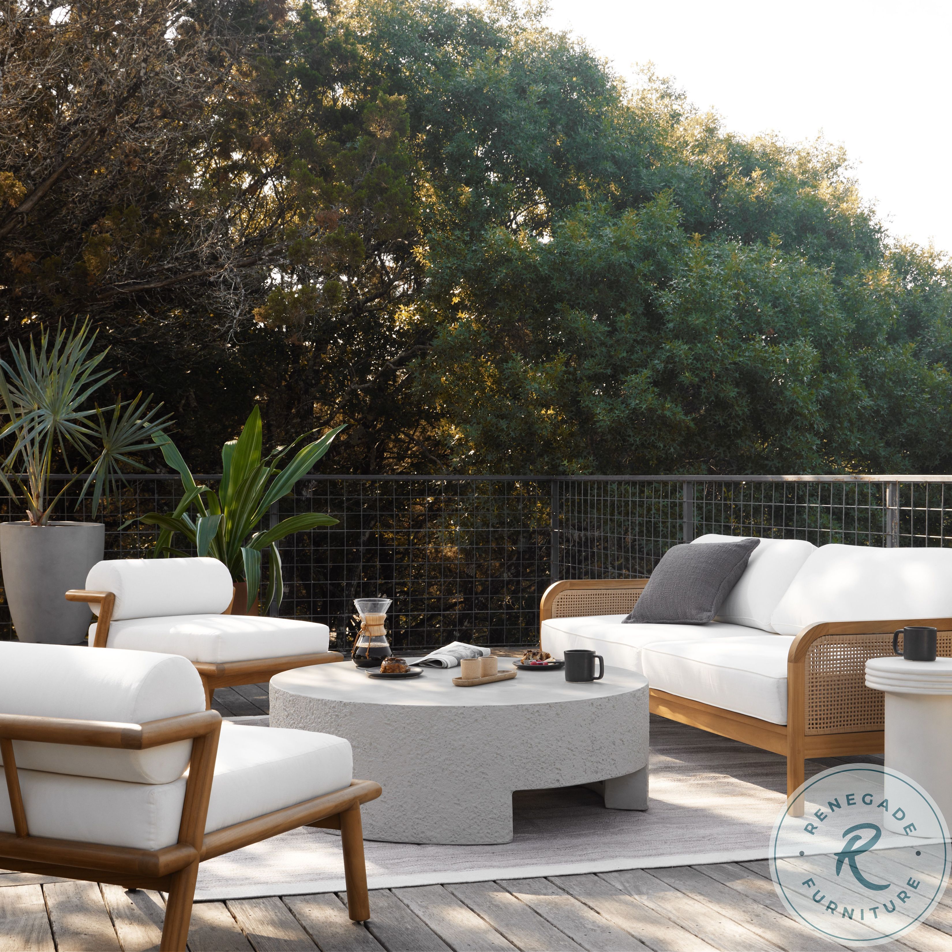 Kember Blanc White Outdoor Coffee Table From Fourhands Coleman Furniture