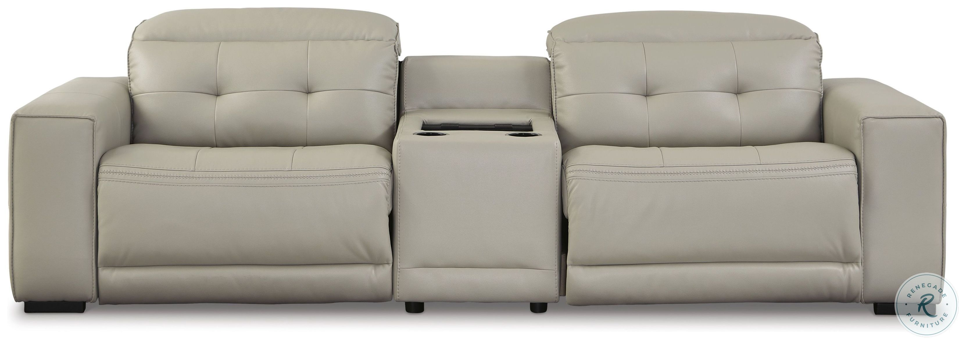 Leadman Dove Gray 3 Piece Power Reclining Console Loveseat From Ashley