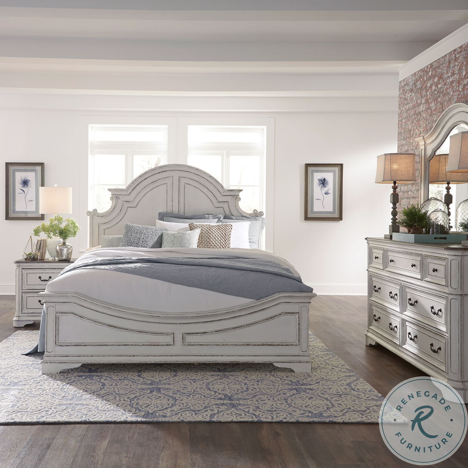 Magnolia Manor Antique White Panel Bedroom Set | HomeGalleryStores.com ...