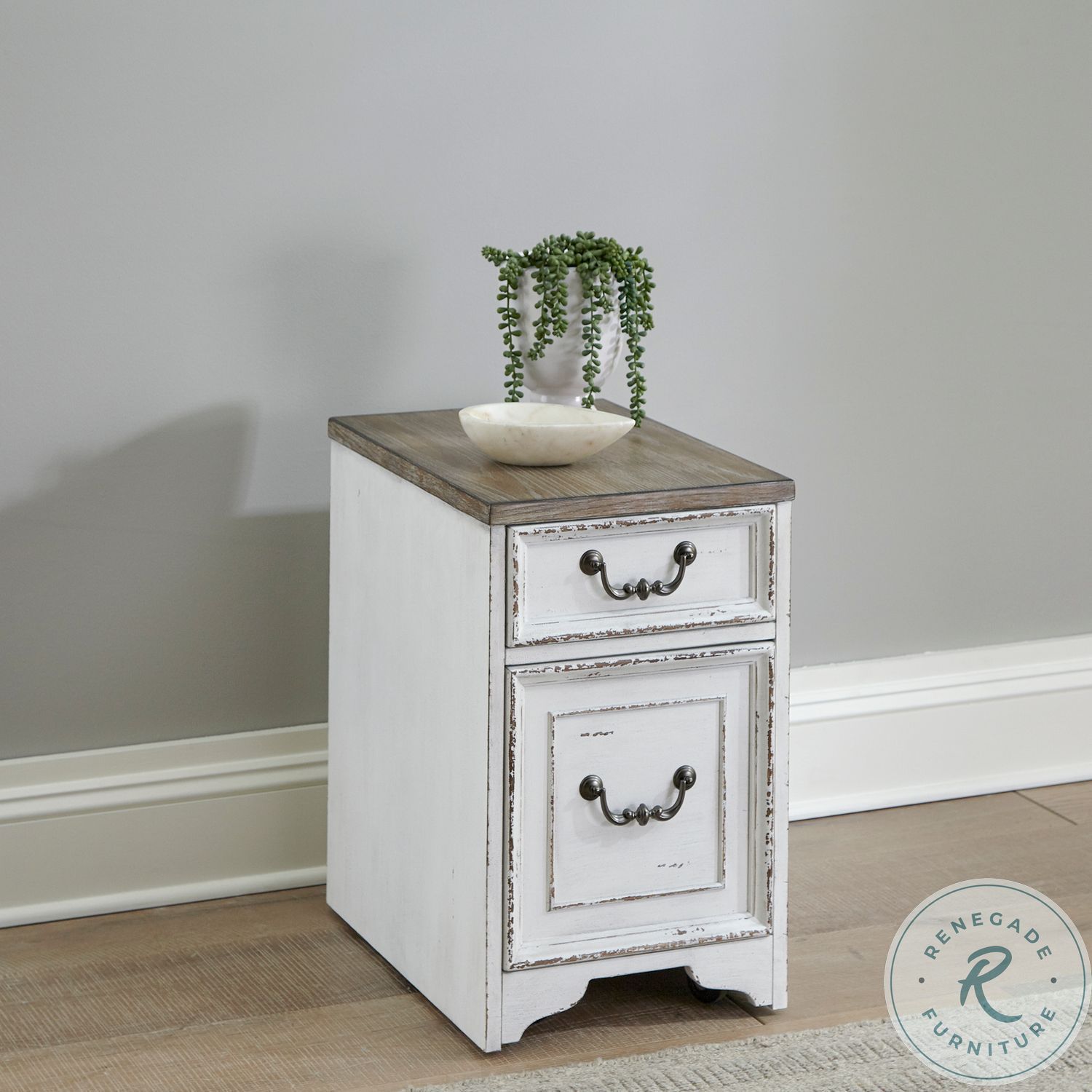 Magnolia Manor Antique White and Weathered Bark Mobile File