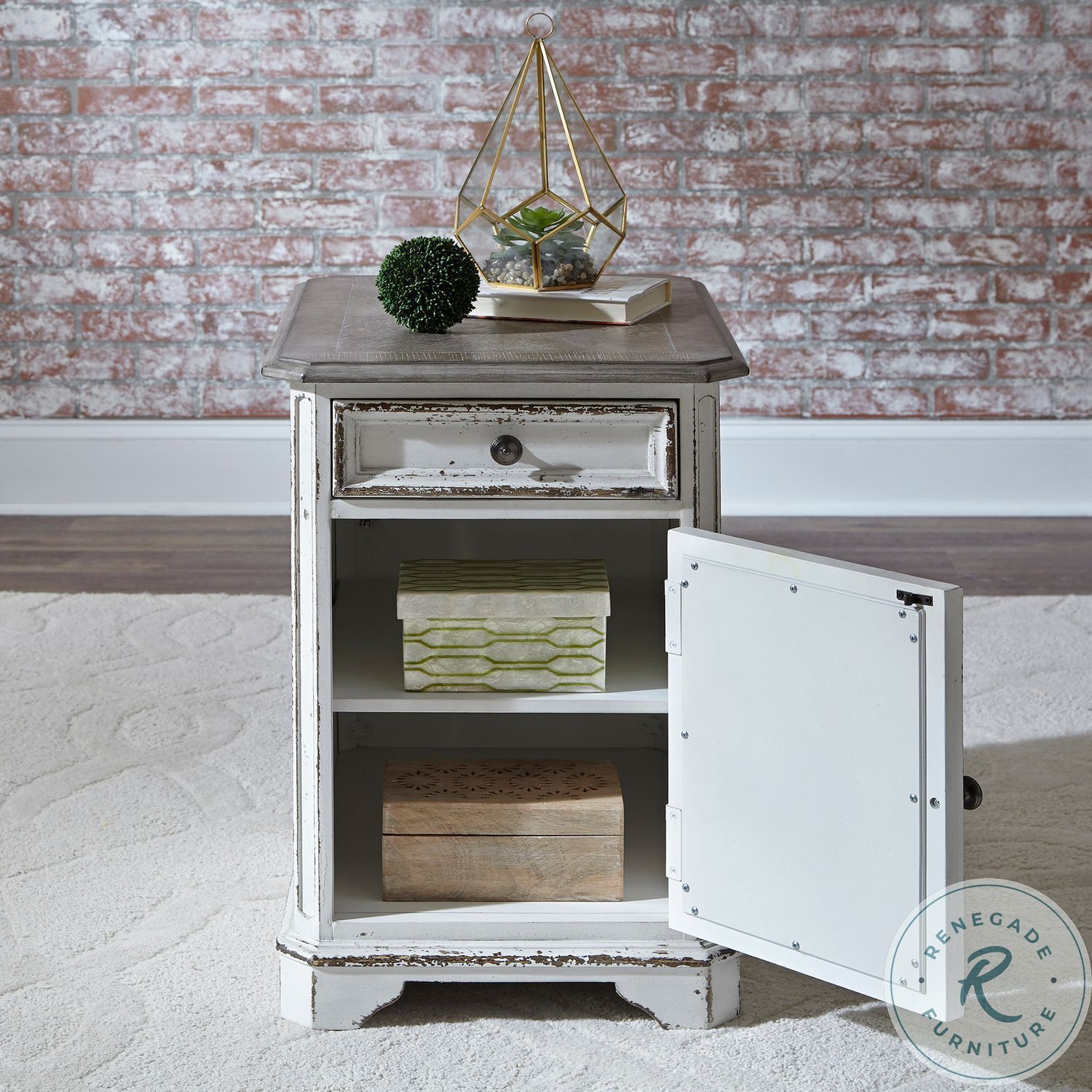 Magnolia Manor Antique White Chair Side Table