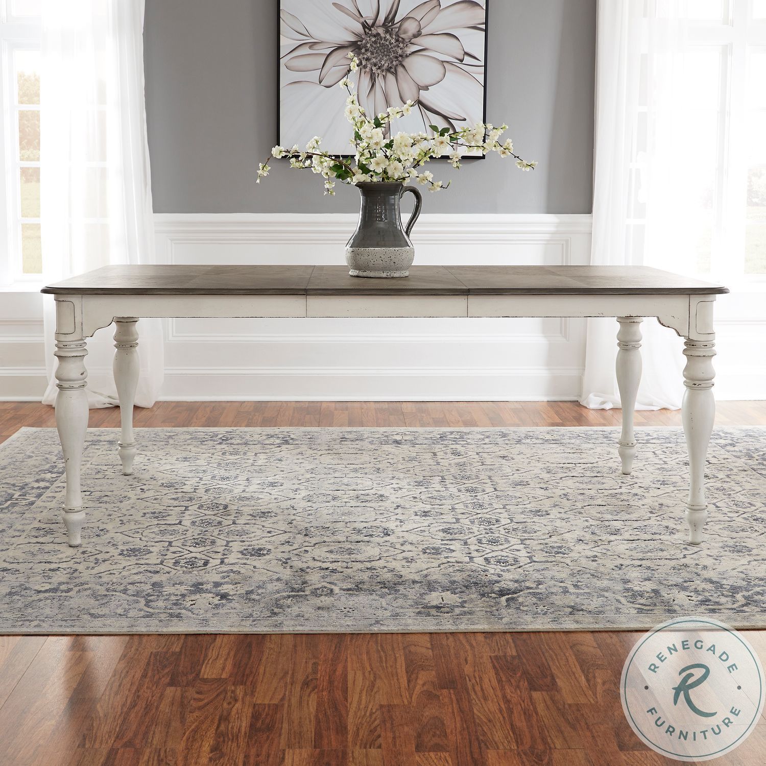 Magnolia Manor Antique White Leg Extendable Dining Table ...