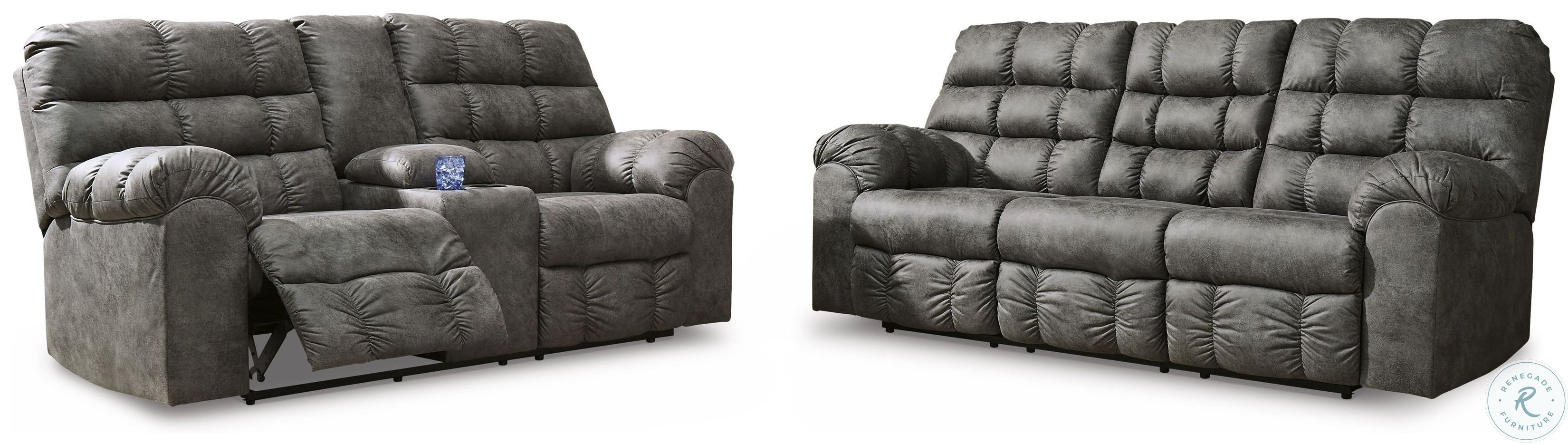 Derwin Concrete Reclining Sofa with Drop Down Table From Ashley