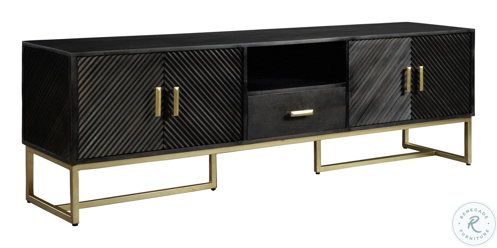 28555 Black And Gold Entertainment TV Stand 28555