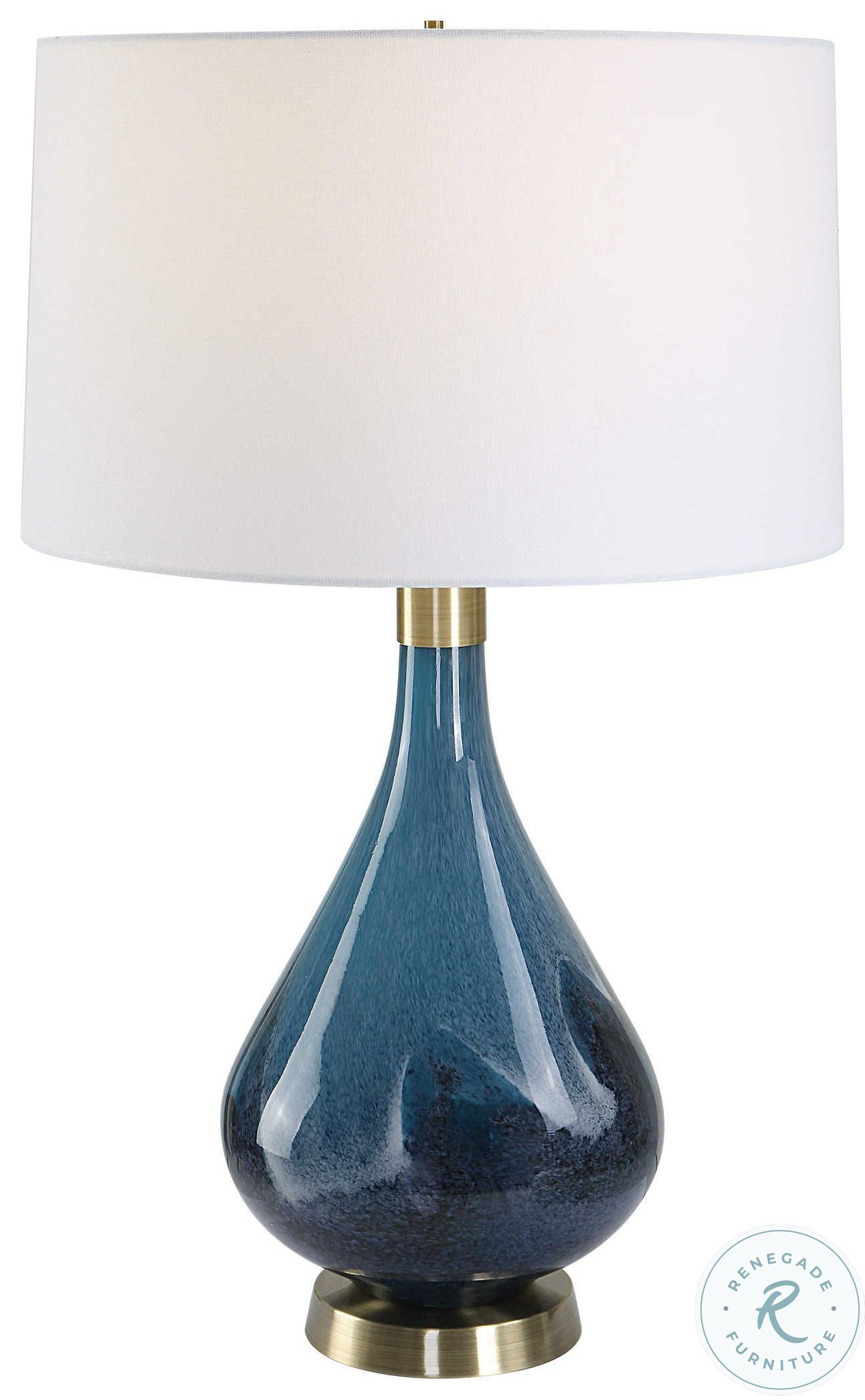 Riviera Dark Navy Blue Glass Table Lamp From Uttermost Home Gallery