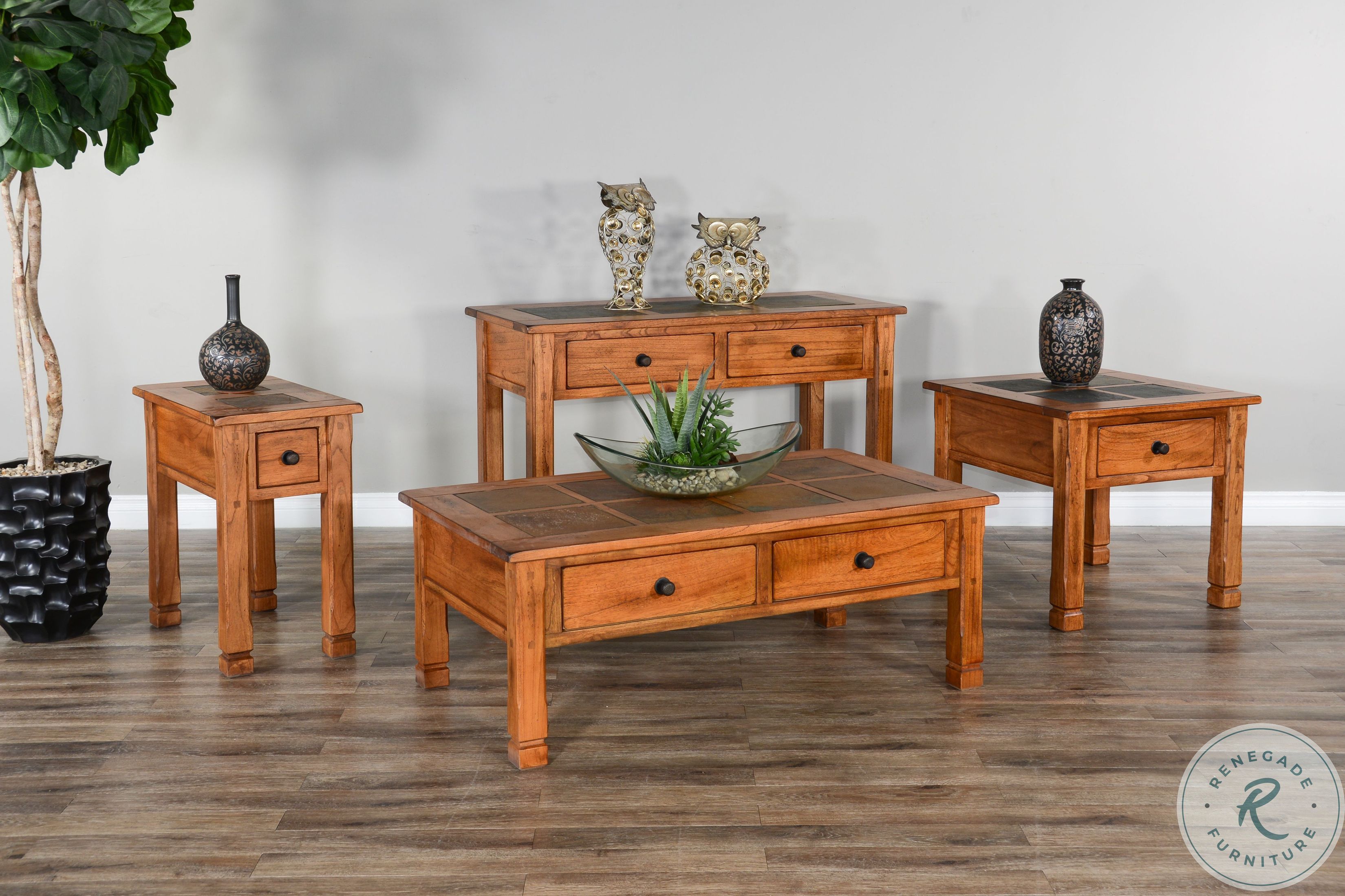Sedona Rustic Oak Occasional Table Set