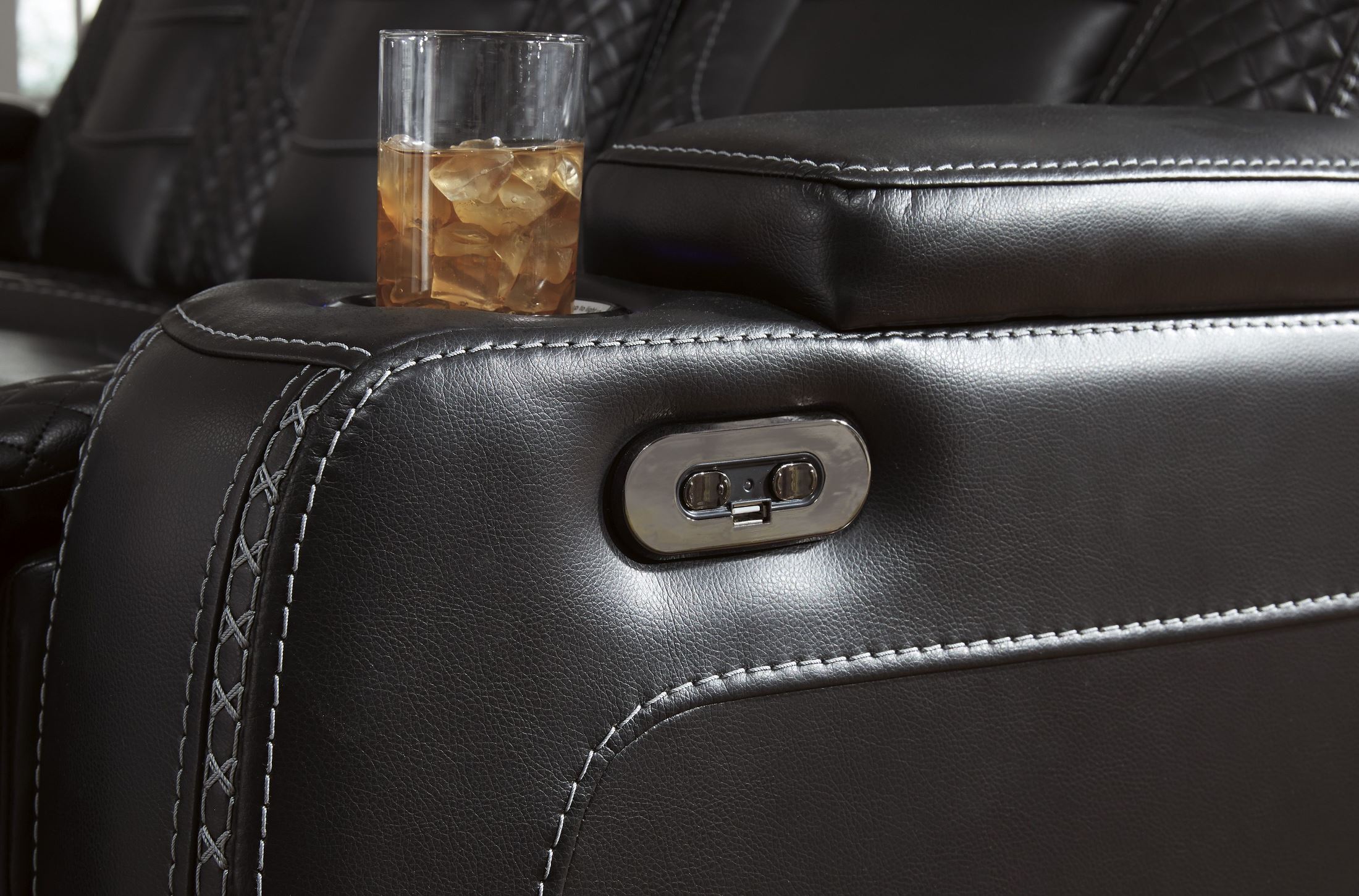 Party Time Midnight Power Reclining Living Room Set with Adjustable