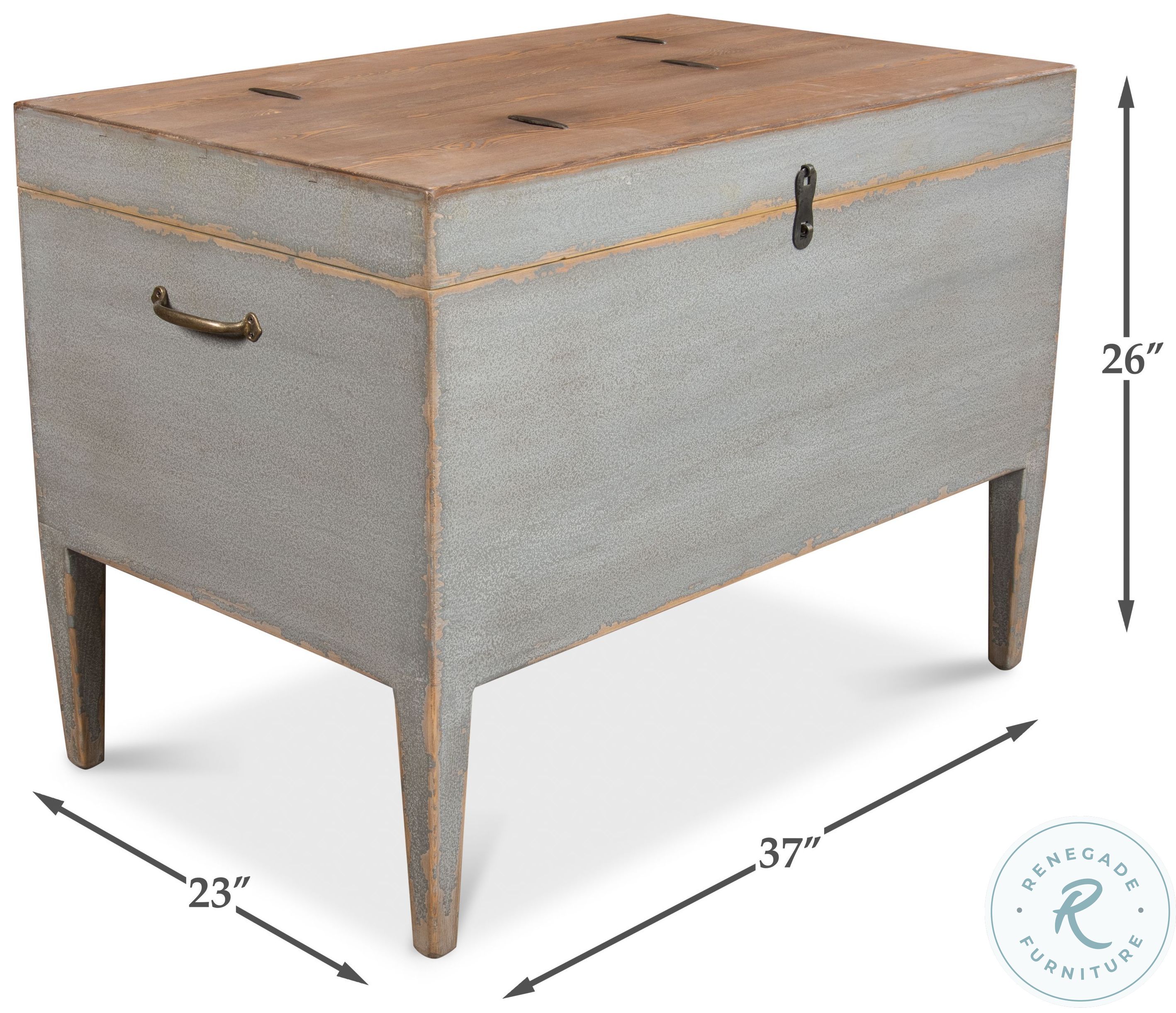 40222 Gray Secret Storage Trunk Side Table 40222