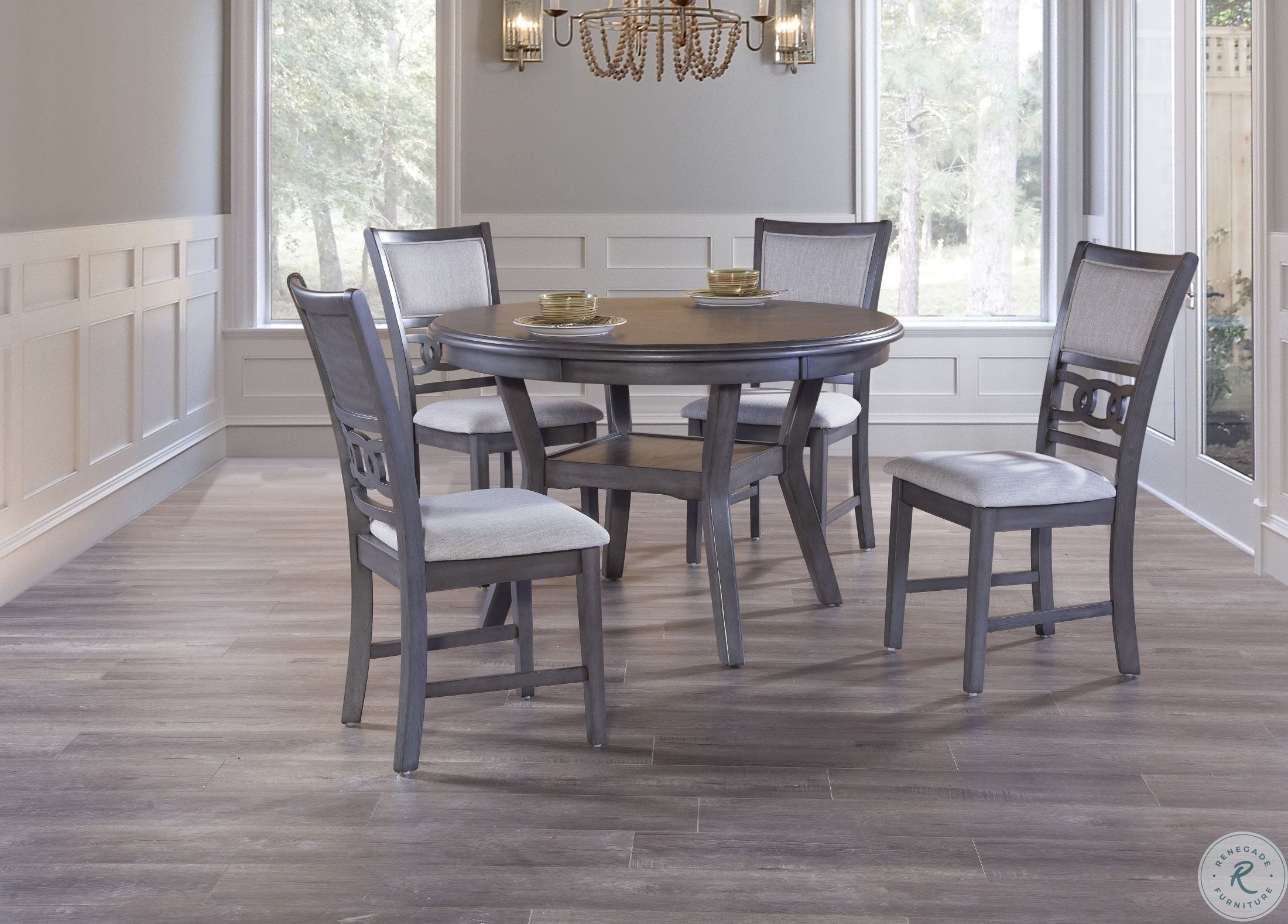Gia Gray 5 Piece Round Dining Room Set D1701