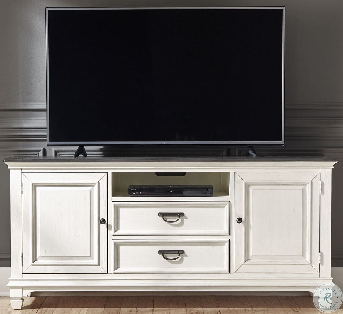 Allyson Park Wirebrushed White 66" TV Console