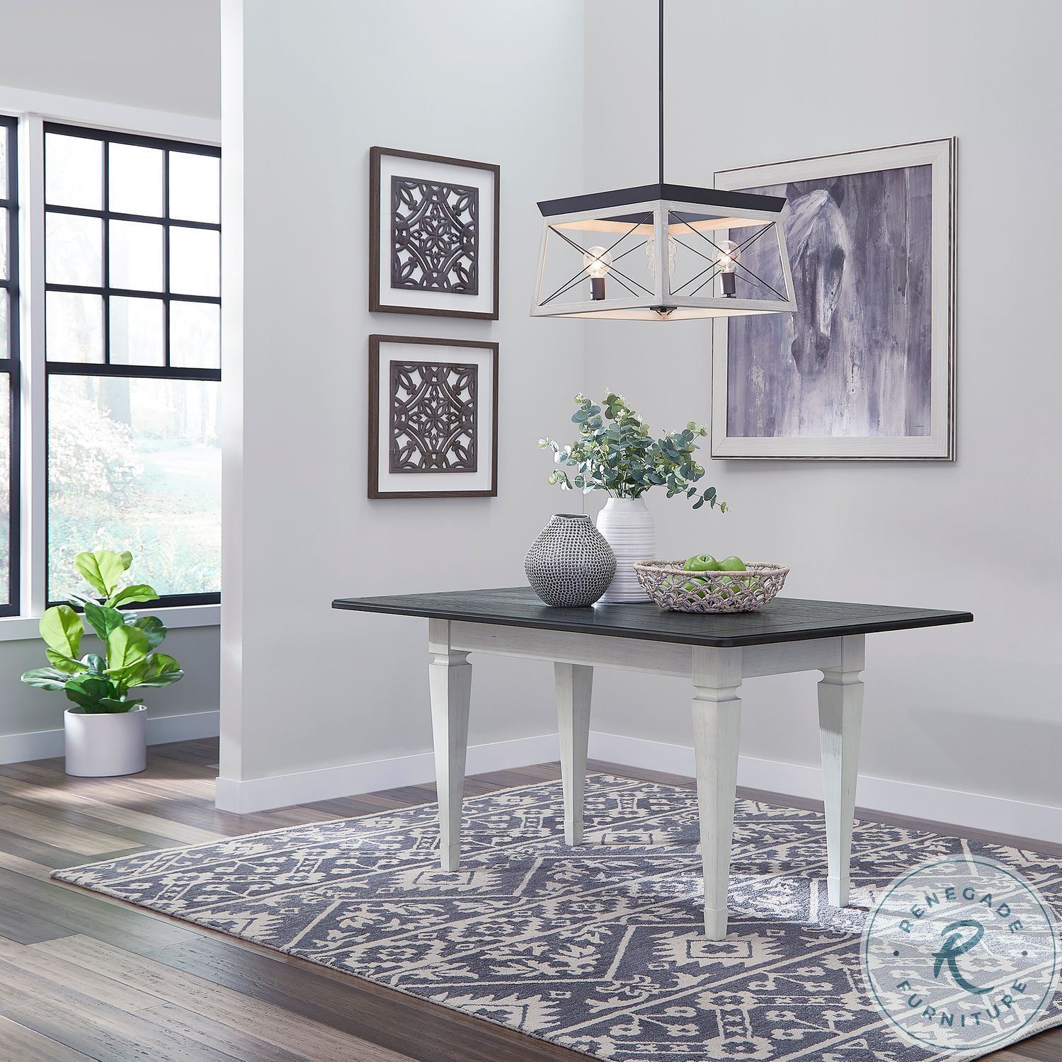 Allyson Park Wirebrushed White Nook Leg Dining Table 