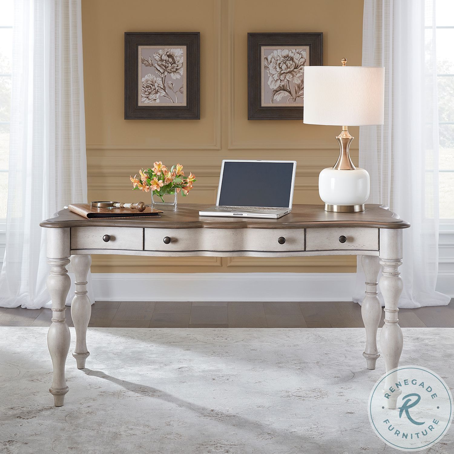Chesapeake Wirebrushed Antique White Home Office Set from Liberty