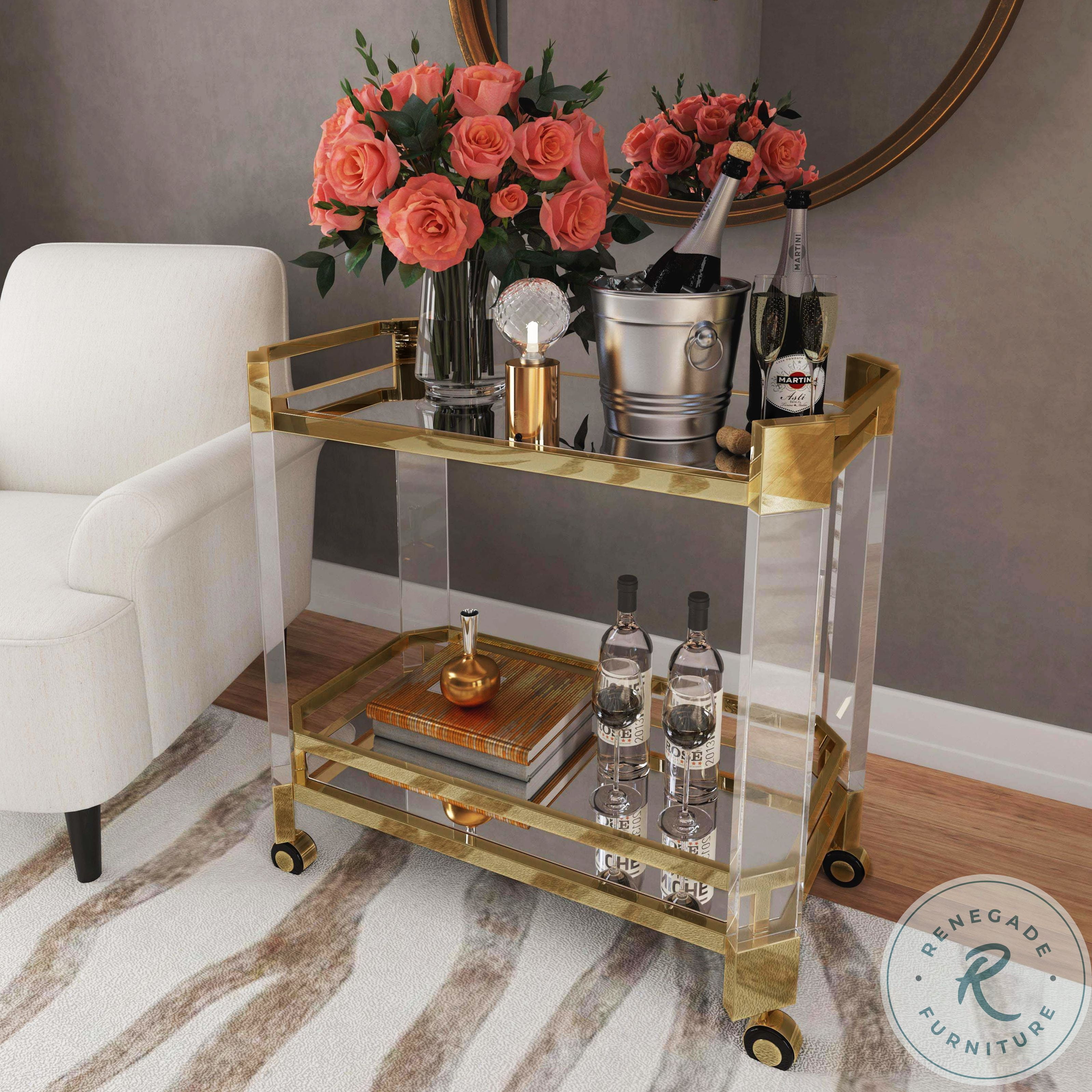 Charlevoix Acrylic And Gold Serving Cart
