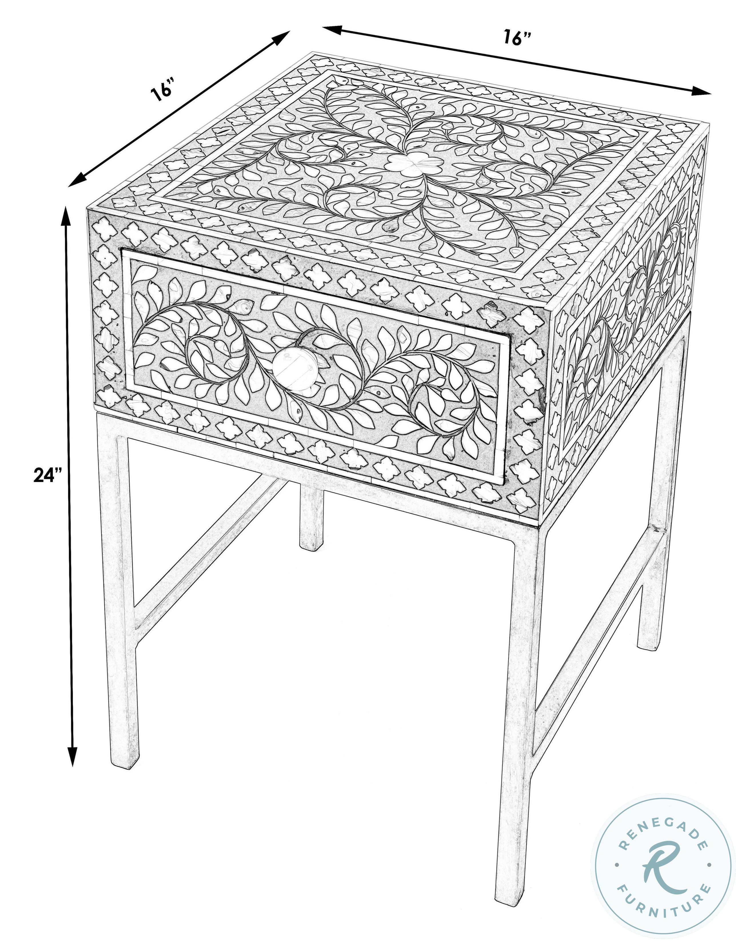 Purgenia Black and White Pearl Inlay Side Table
