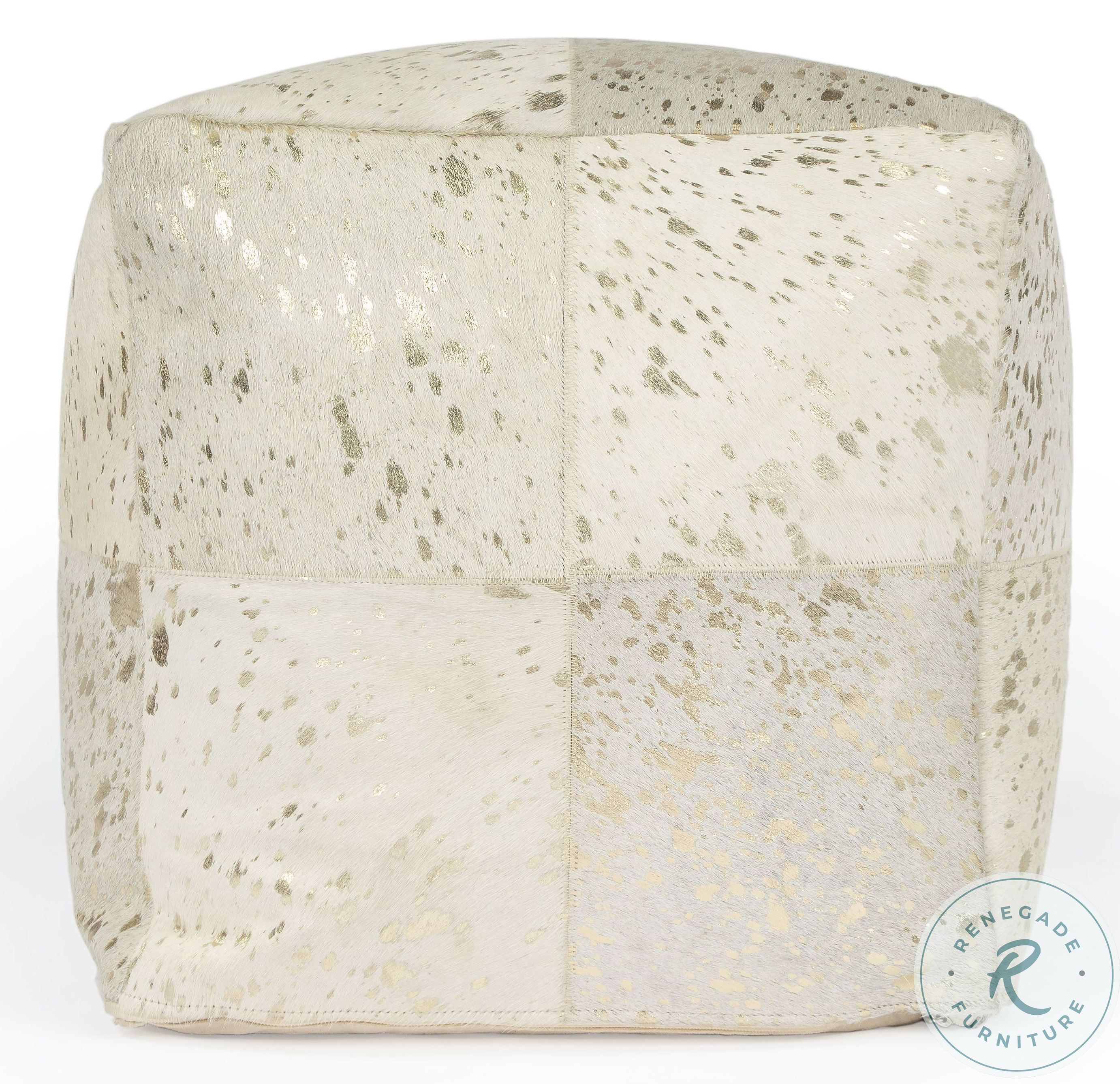 Victorian White And Gold Spots Pouffe