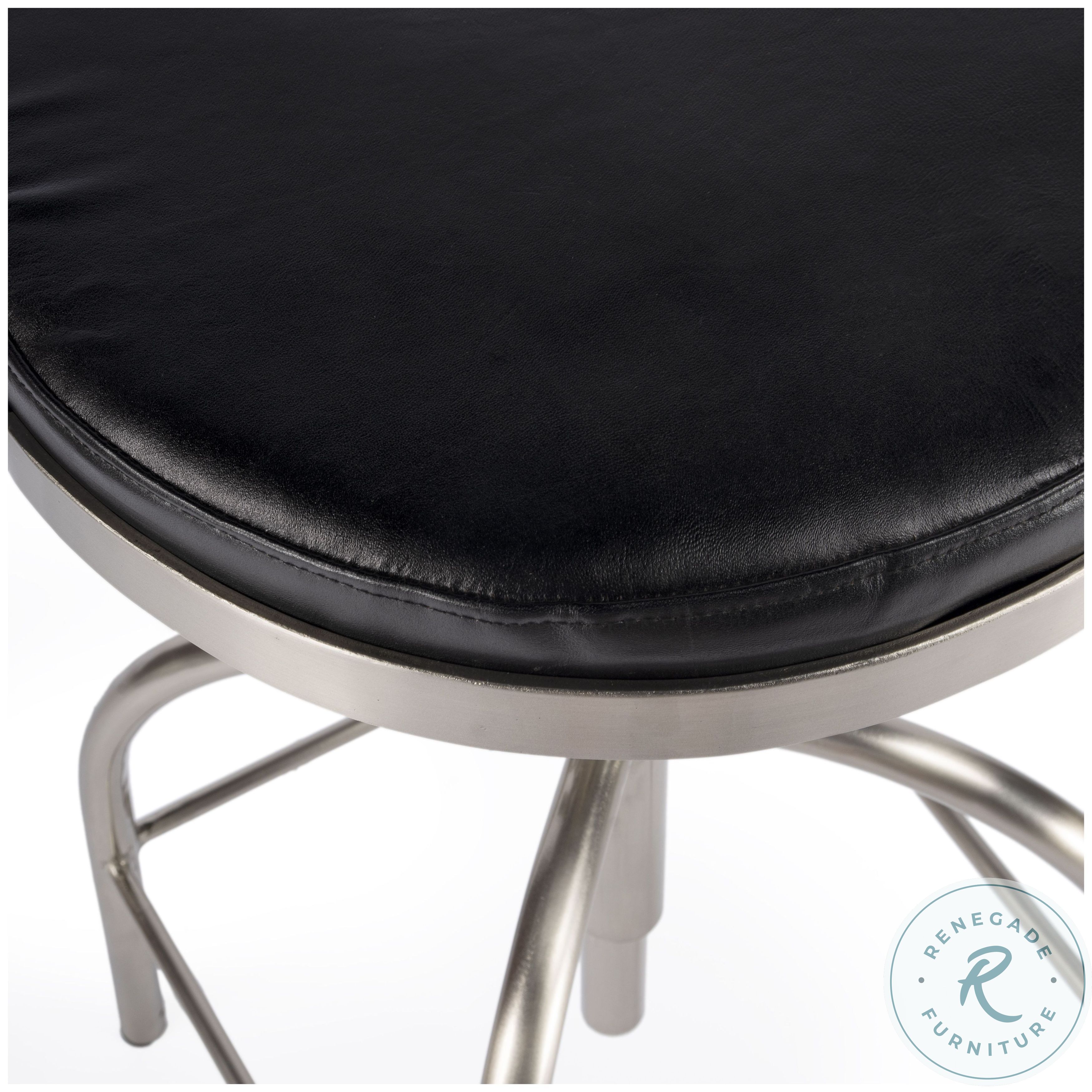 Clyde Black Leather Adjustable Bar Stool 5617034