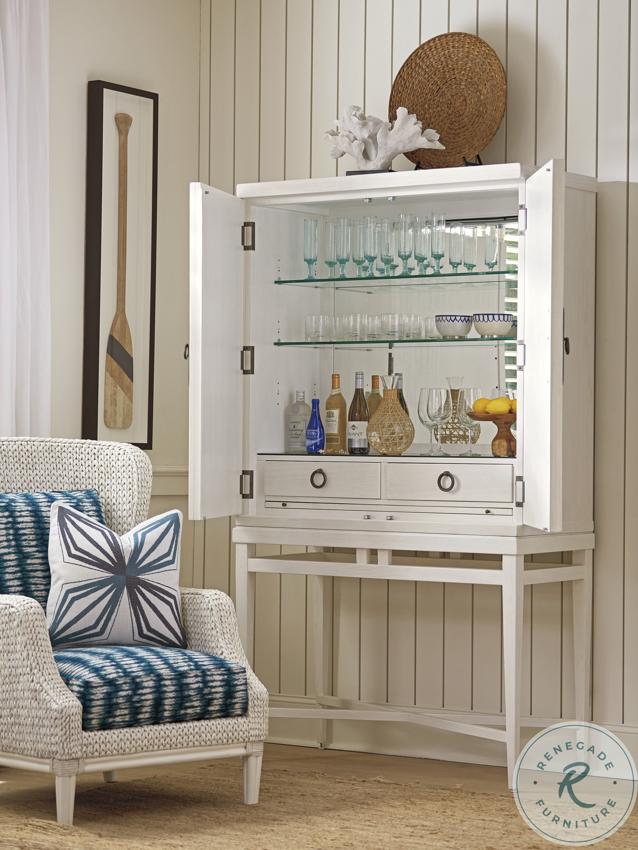 Ocean Breeze White Jensen Beach Bar Cabinet | HomeGalleryStores.com ...