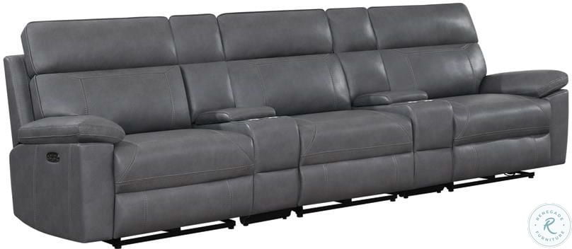 Albany Gray Power Reclining With Power Headrest 3 Seater Home Theater