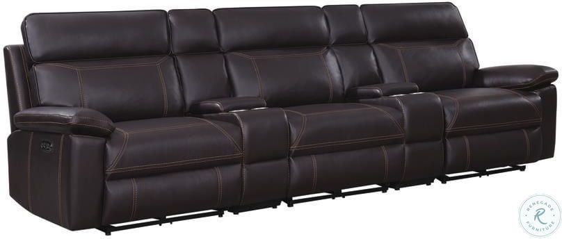 Albany Brown Power Reclining With Power Headrest 3 Seater Home Theater
