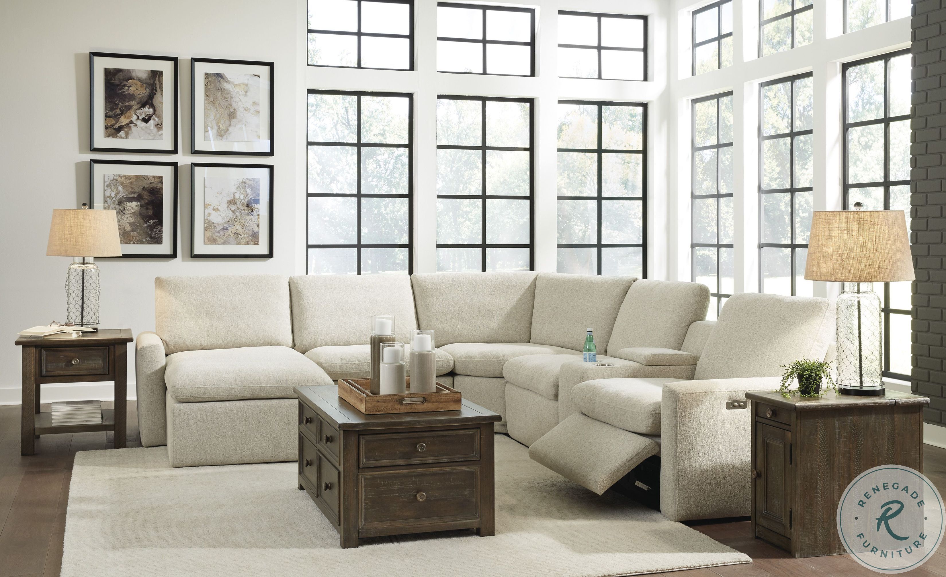 Hartsdale Linen LAF Power Reclining Sectional 6050946