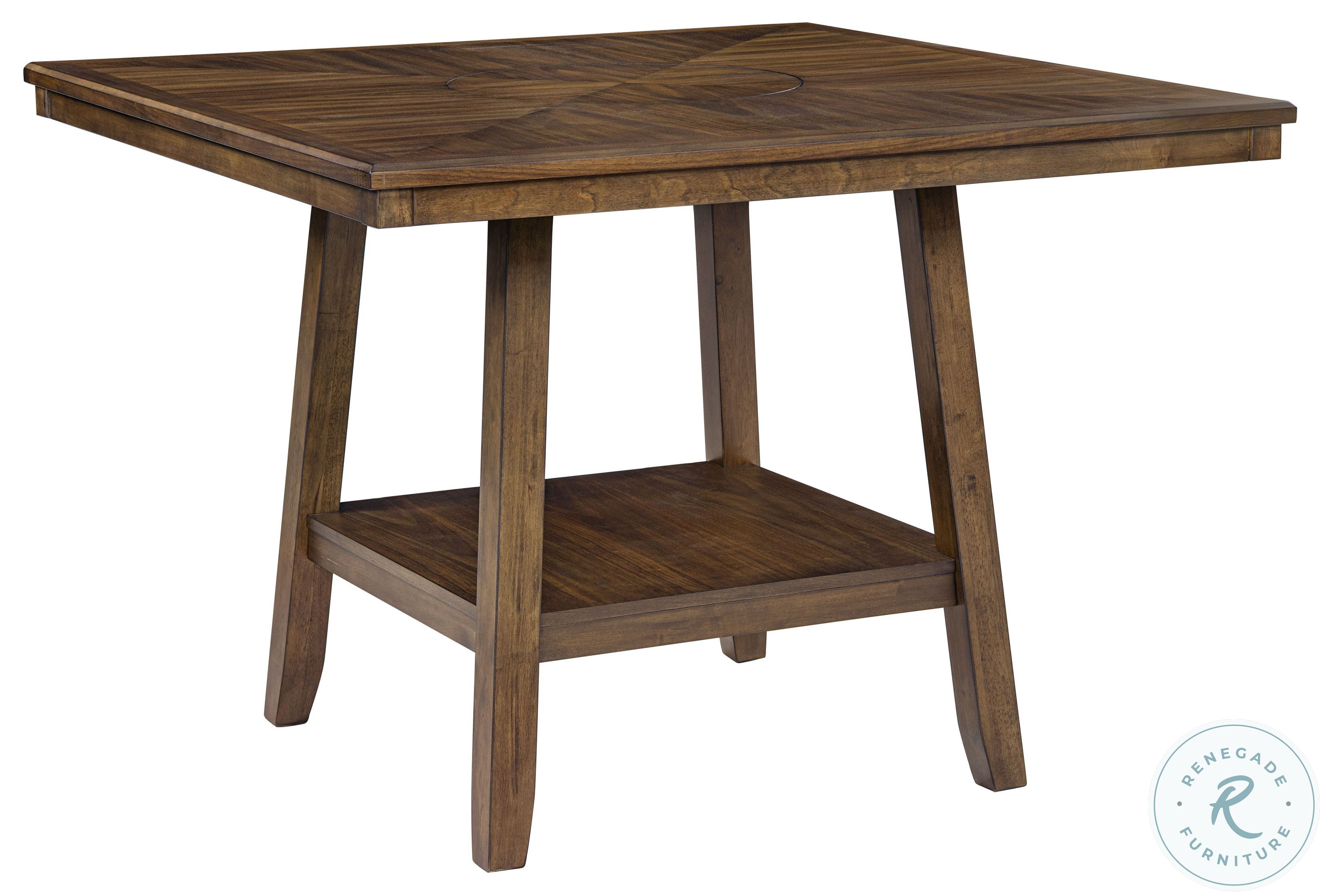 Seneca Brown Counter Height Dining Table With Lazy Susan