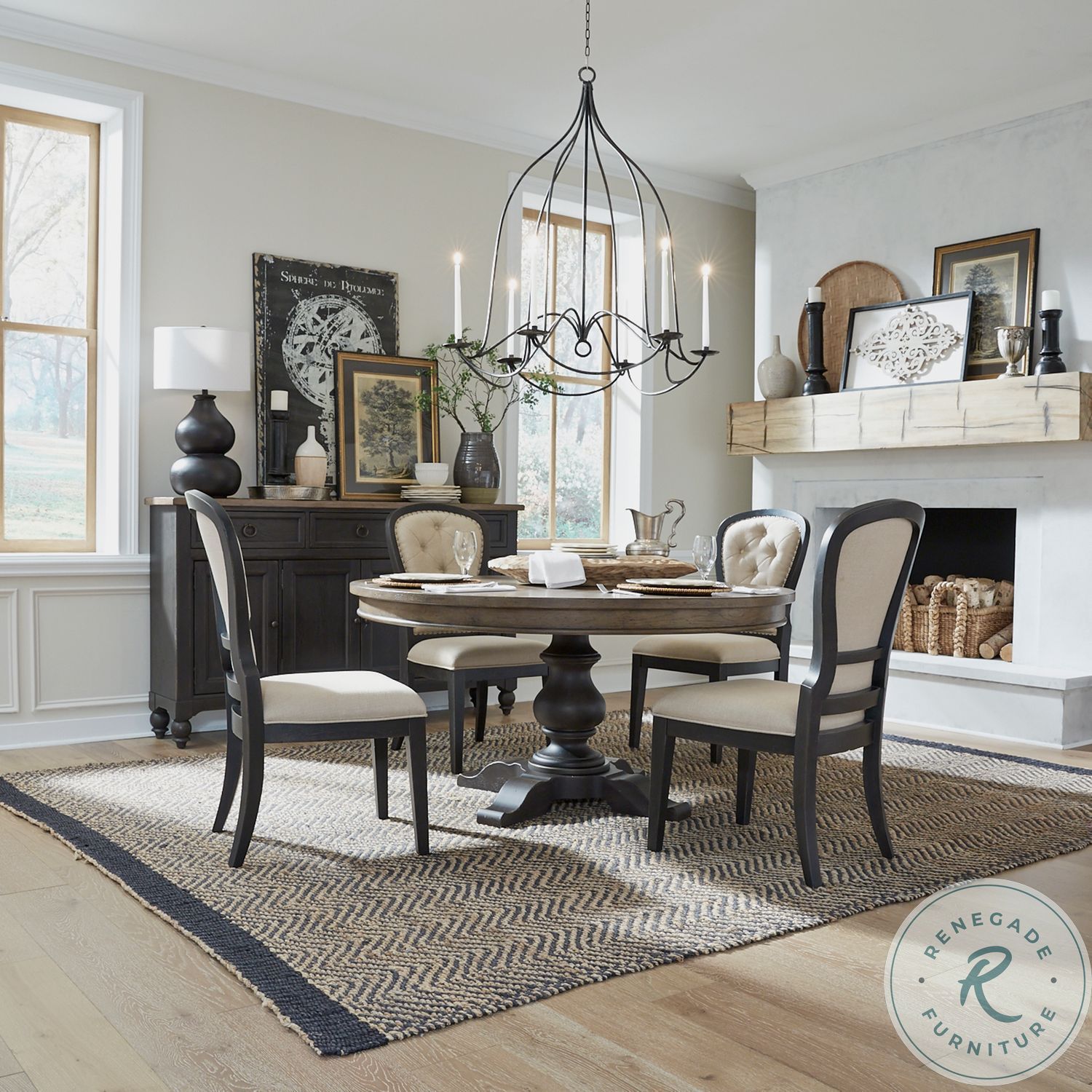 Americana Farmhouse Dusty Taupe Single Pedestal Dining Room Set from ...