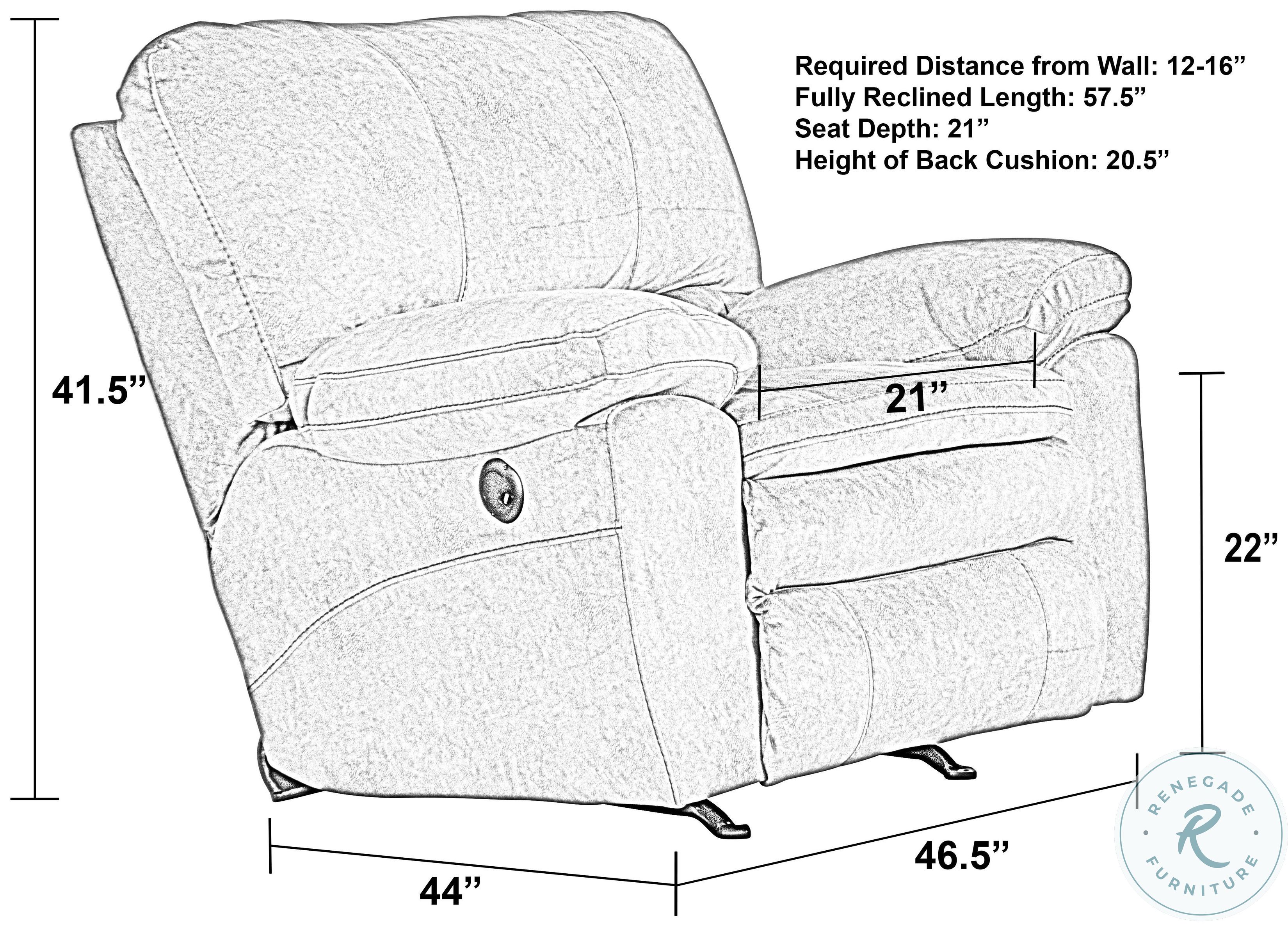 Reyes Graphite Lay Flat Power Recliner 624007