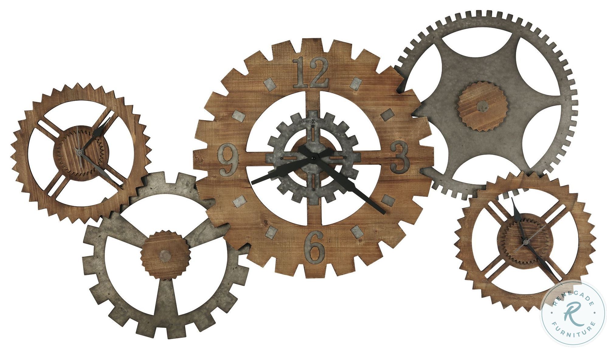 Cogwheel III Gallery Charcoal And Antique Gold Wall Clock