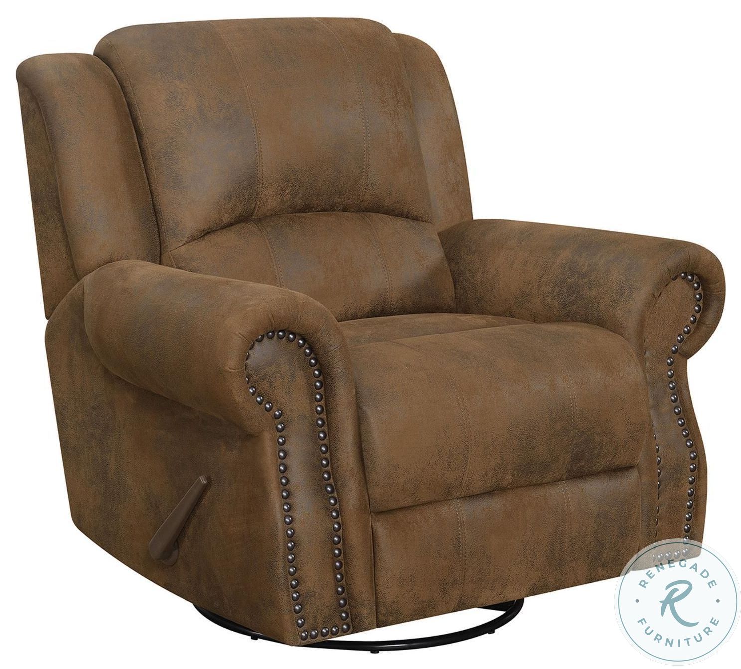 Sir Rawlinson Buckskin Brown Swivel Rocker Recliner HomeGalleryStores