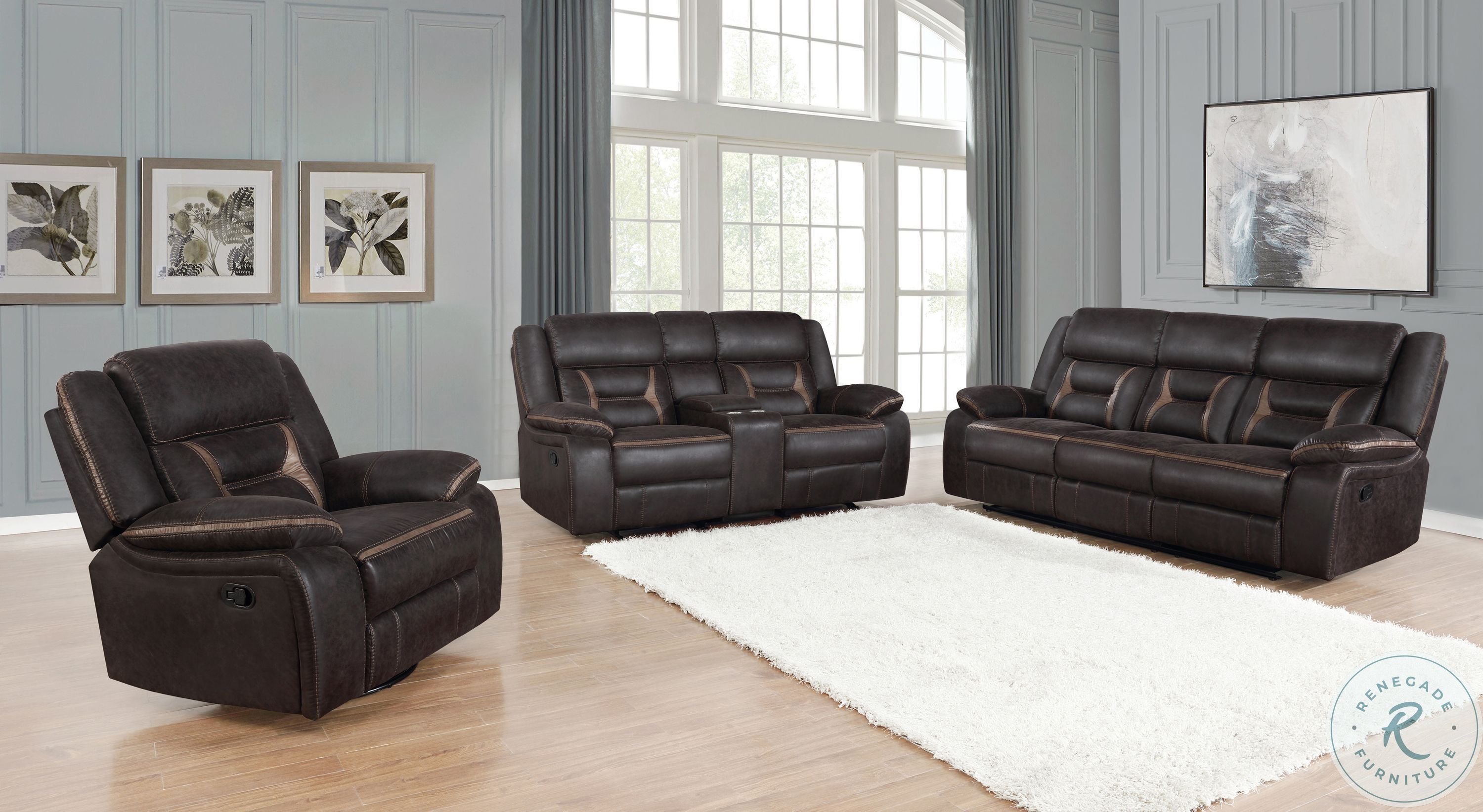 Greer Dark Brown Glider Reclining Console Loveseat