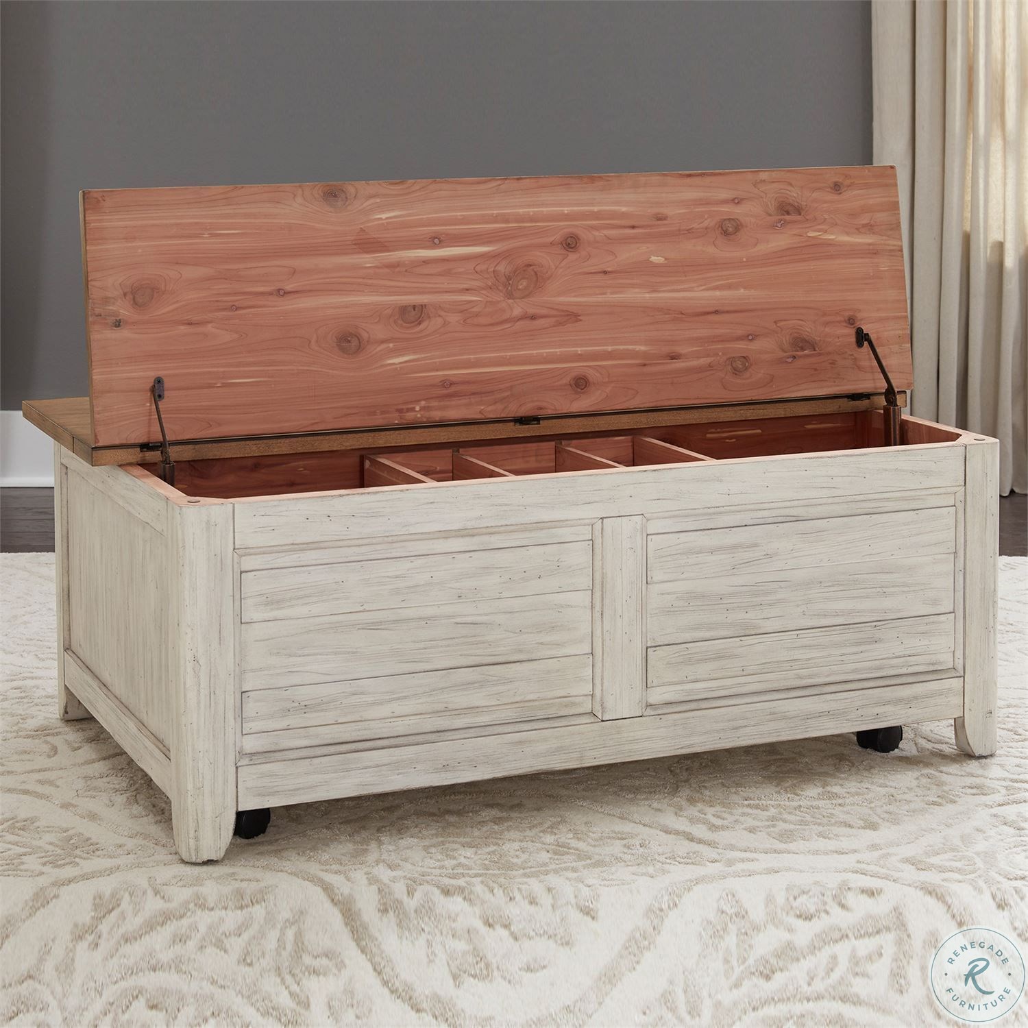 Farmhouse Reimagined Antique White Storage Trunk 652OT1011
