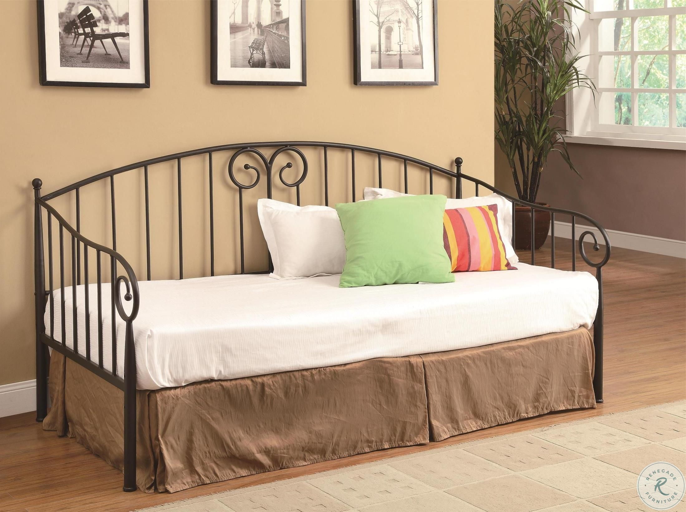 Grover Black Metal Twin Daybed With Link Spring