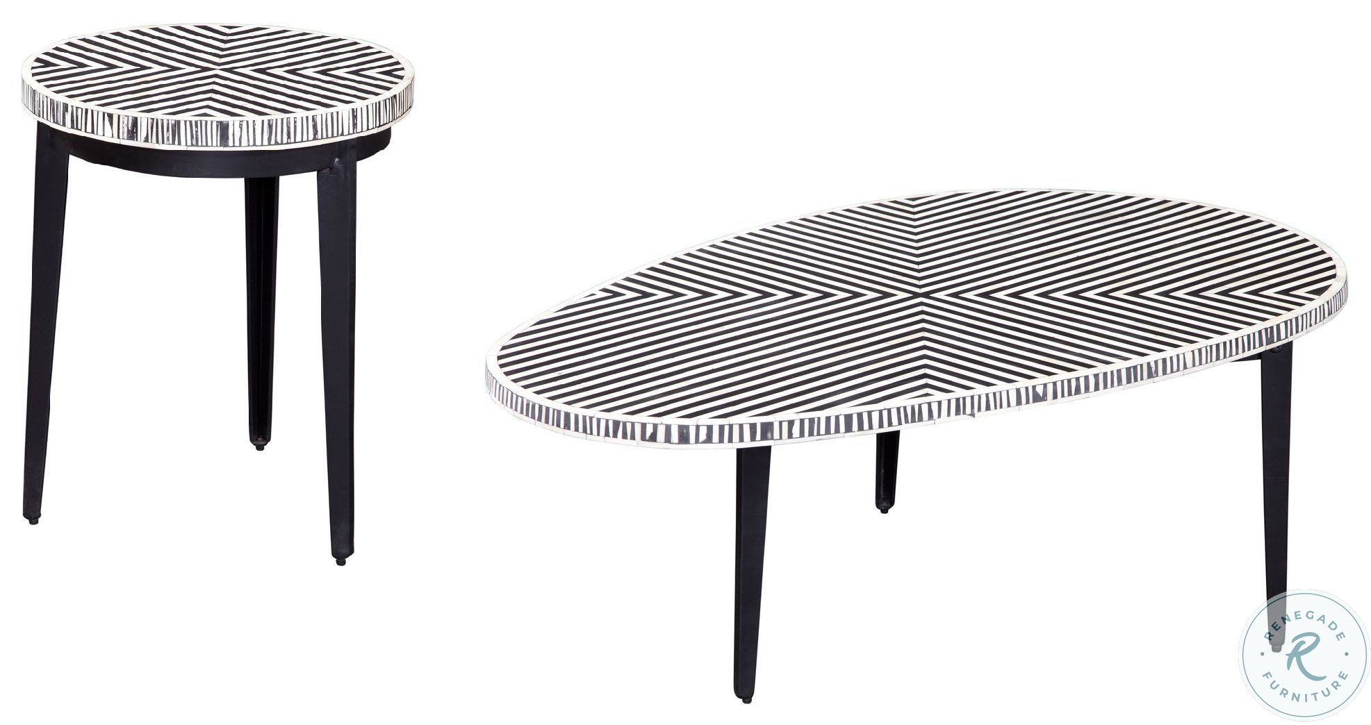 Ewing Black And White Round End Table From Bassett Mirror Coleman