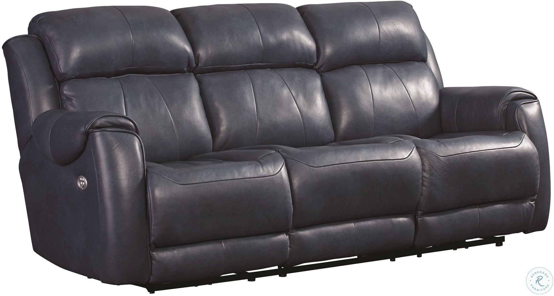 Safe Bet Ultramarine Leather Power Reclining Reclining Sofa with Power