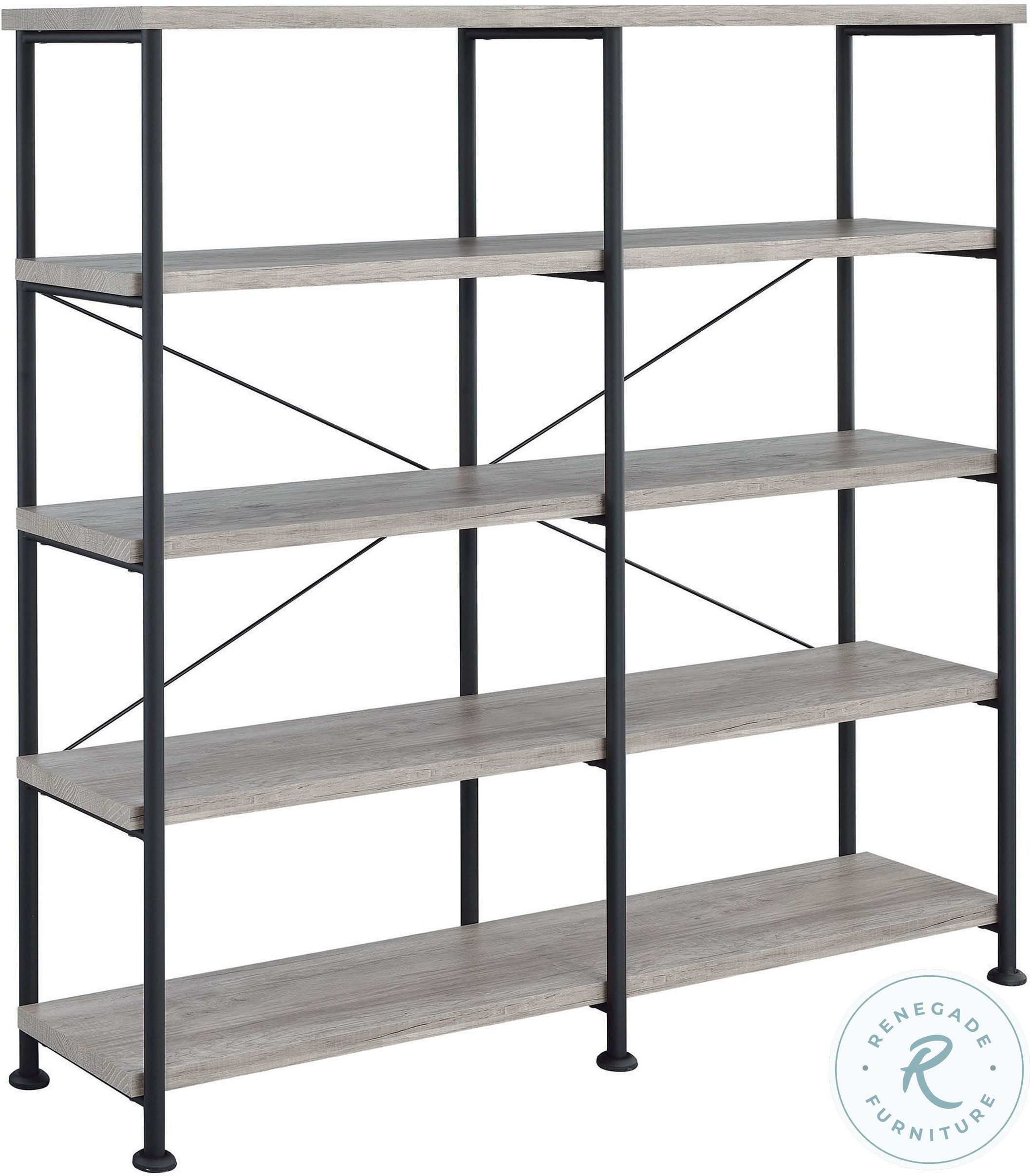 Analiese Gray Driftwood and Black 60" Bookcase