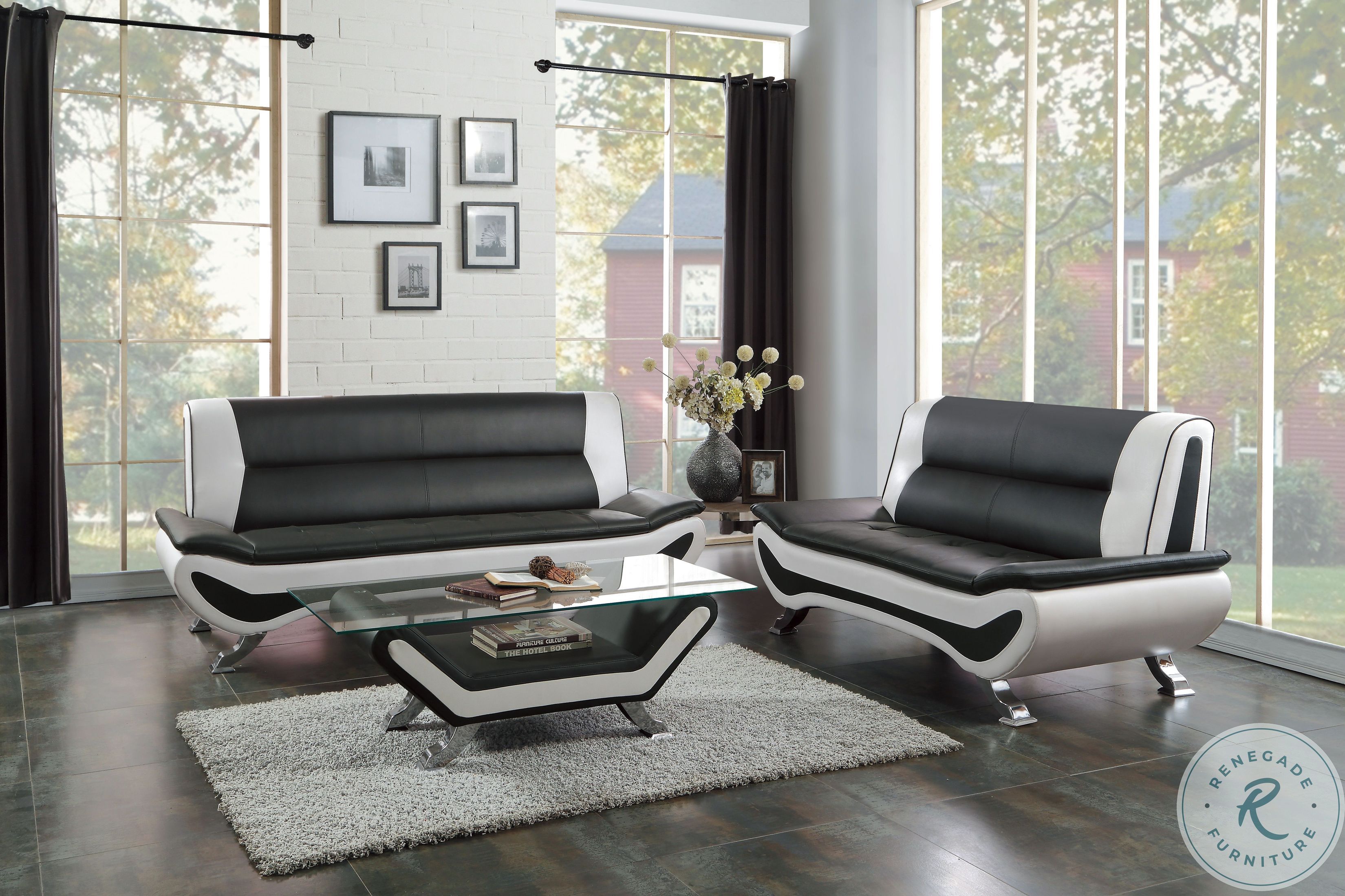 Veloce Black and Ivory Loveseat 82192